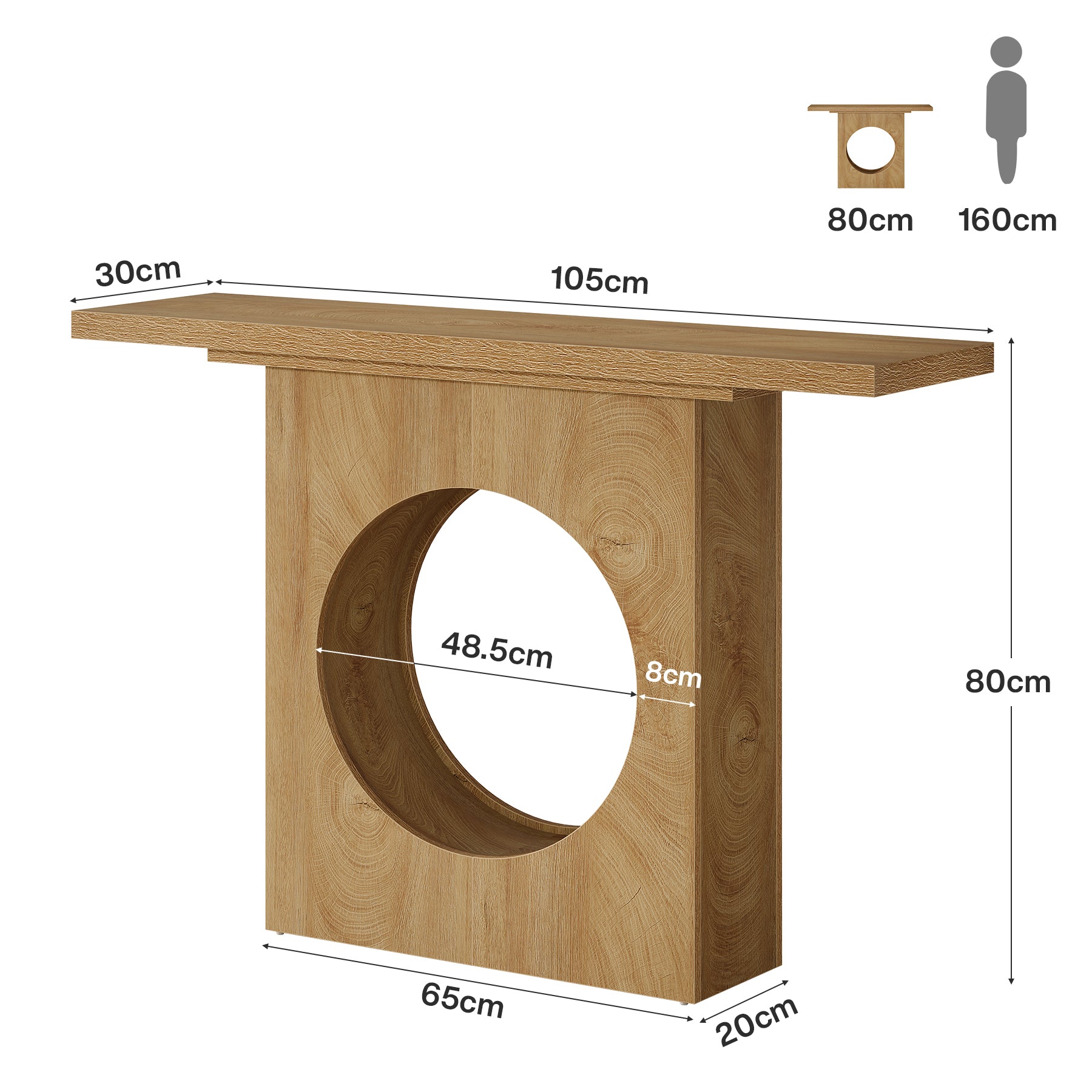 Tribesigns Tavolo consolle, Tavolo da ingresso da 105 cm con design a foro rotondo