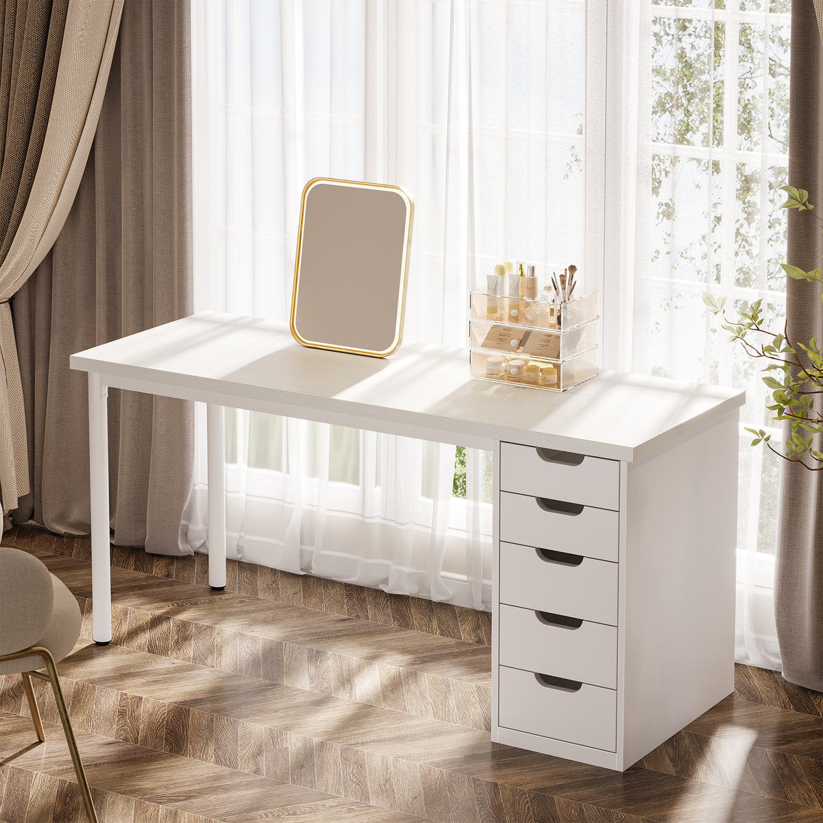 Scrivania Compatta con 5 Cassetti, 120 cm, per Ufficio