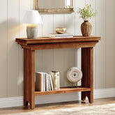 Tribesigns Tavolo consolle, Tavolino da divano da 100 cm in legno massello per soggiorno 3