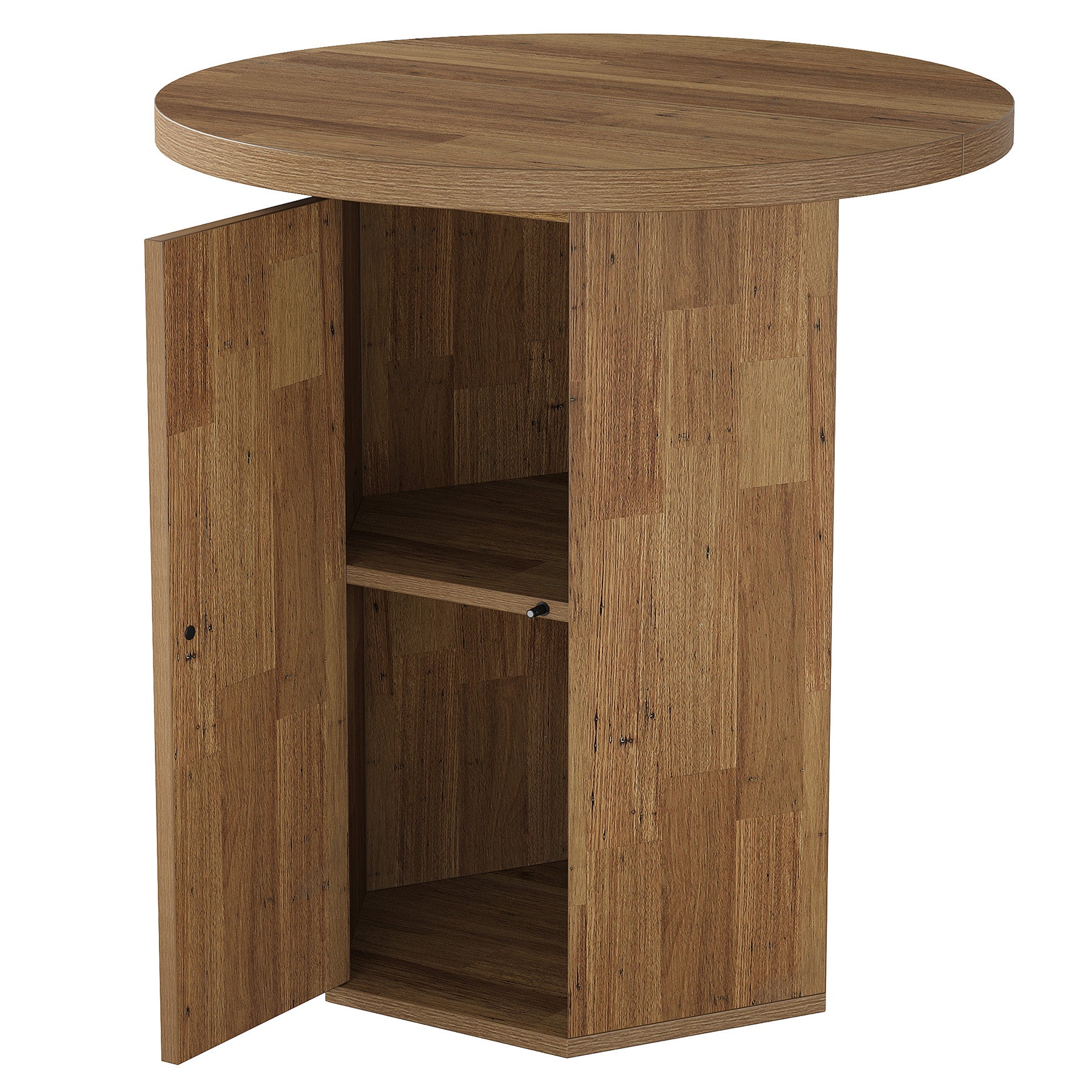 Tavolo da Bar Alto Rotondo Country con Vano Contenitore, Ø 80 cm, per Cucina e Soggiorno