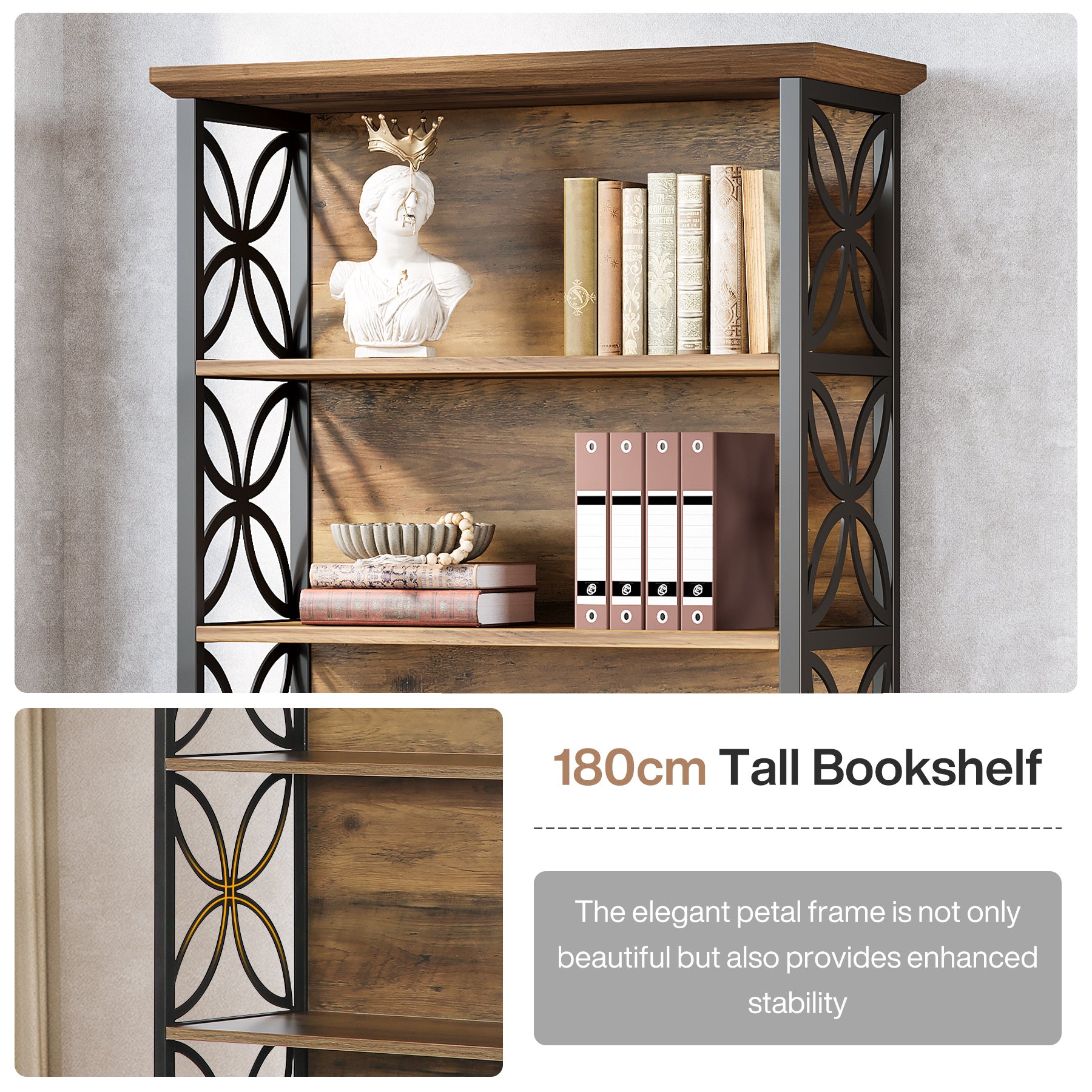 Tribesigns 180 cm Libreria, libreria ripiani aperti indipendenti a 6 ripiani