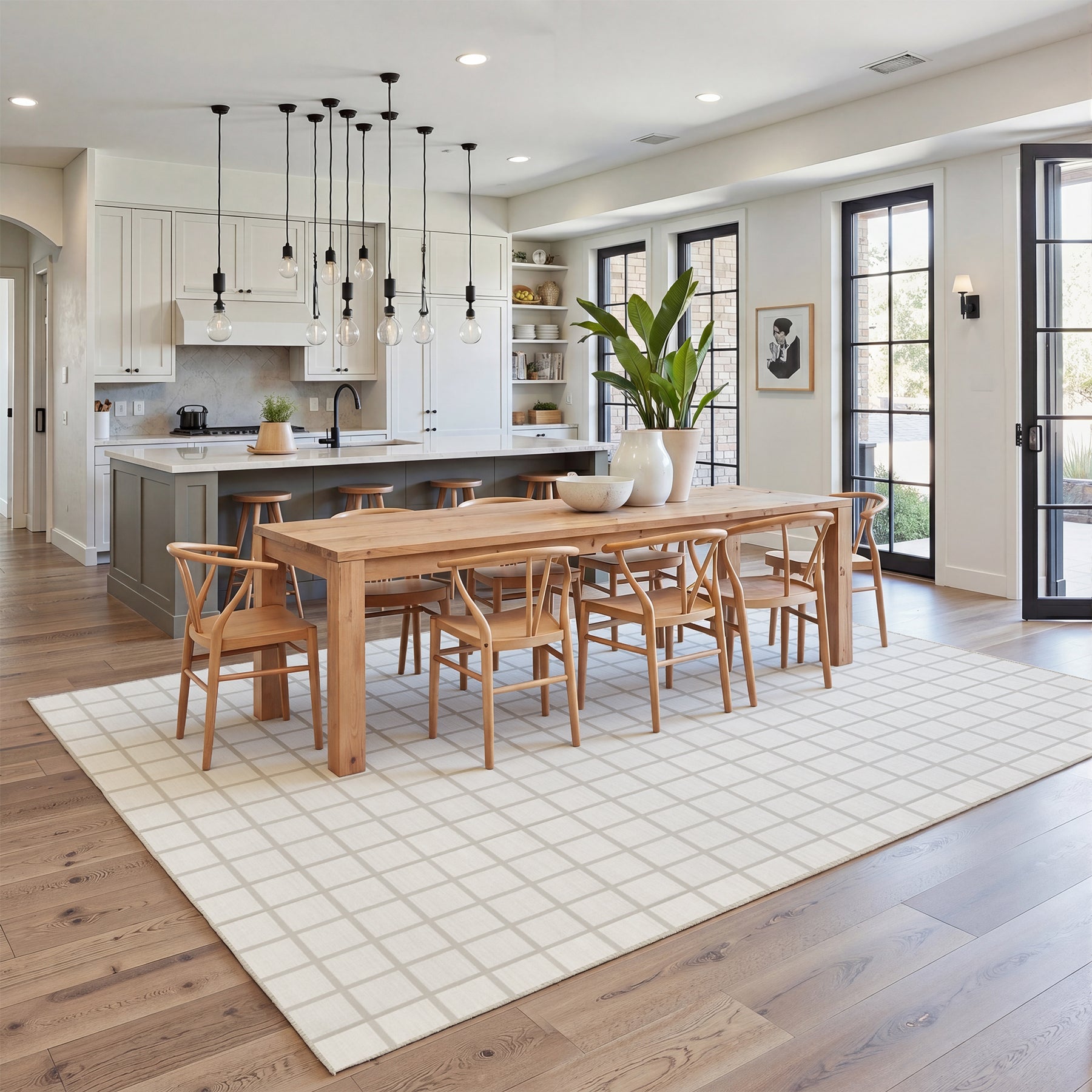 Tribesigns Tappeto Moderno a Auadri, Tappeto Lavabile a Scacchi, Morbido e Antiscivolo per Soggiorno, Certificato Oeko-Tex