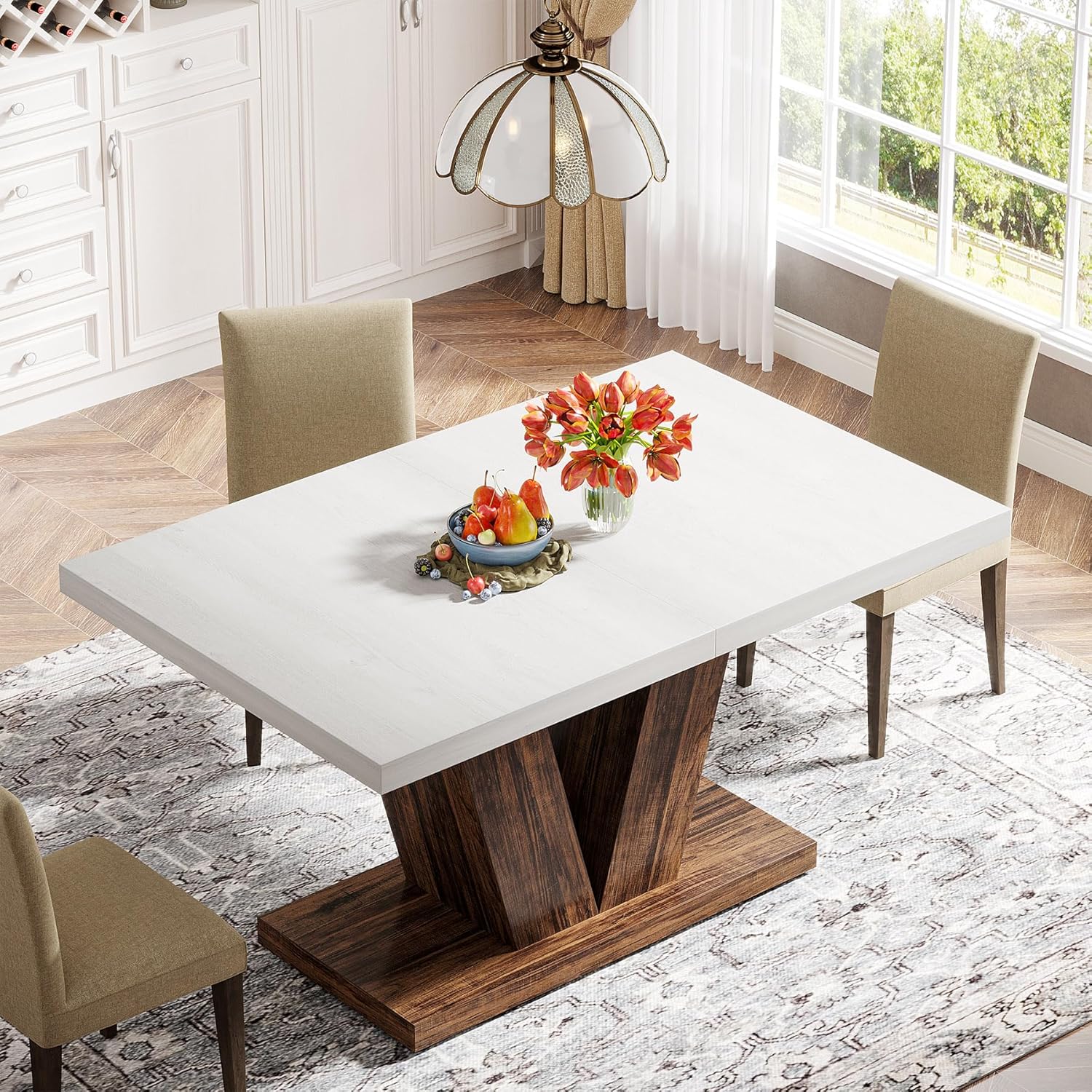 Tribesigns Tavolo da pranzo per 4 persone, Tavolo da cucina 120 cm Con base pesante