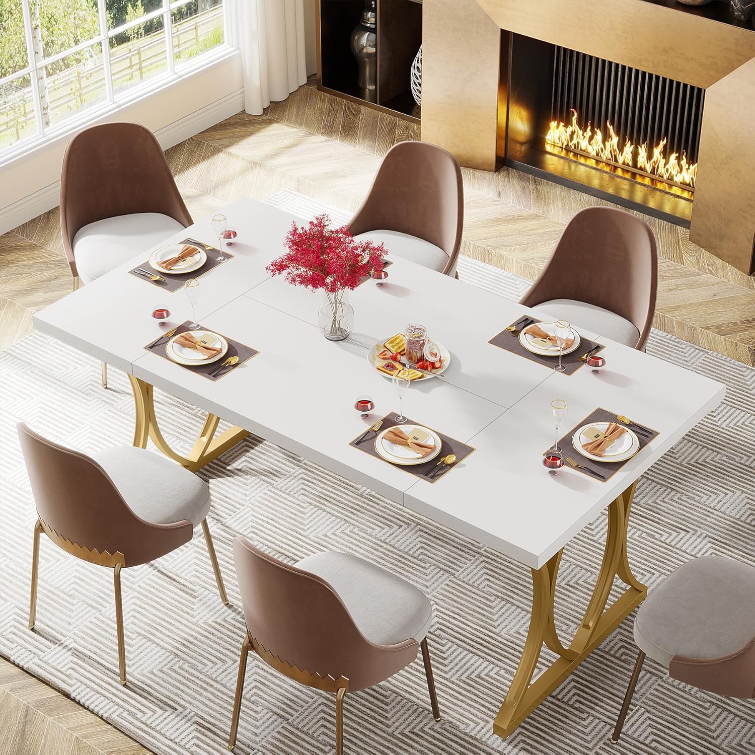 Tribesigns Tavolo da Pranzo Moderno per 6 persone, Tavolo da Soggiorno Rettangolare