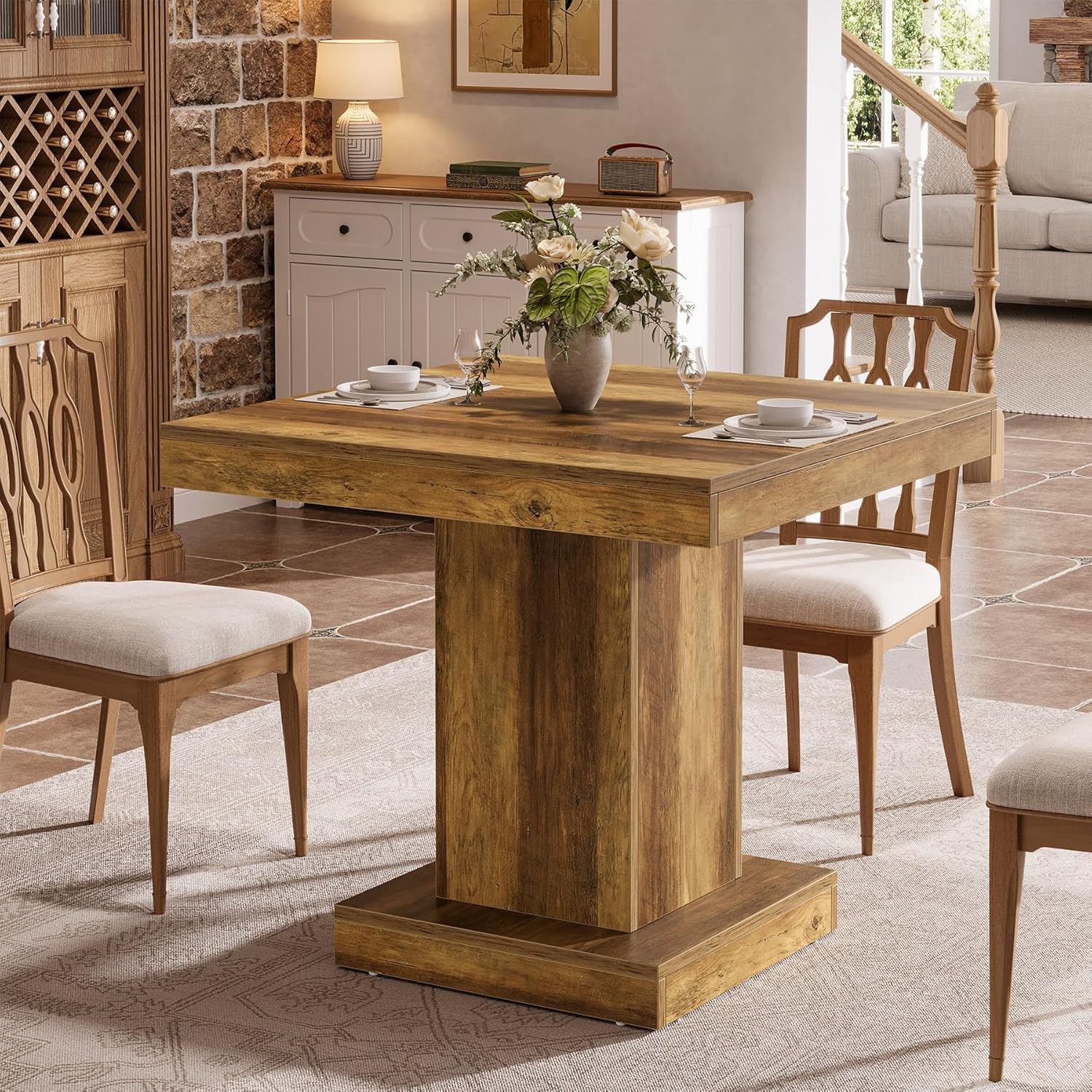 Tribesigns Tavolo da pranzo, tavolo da cucina da 80 cm per 4 persone