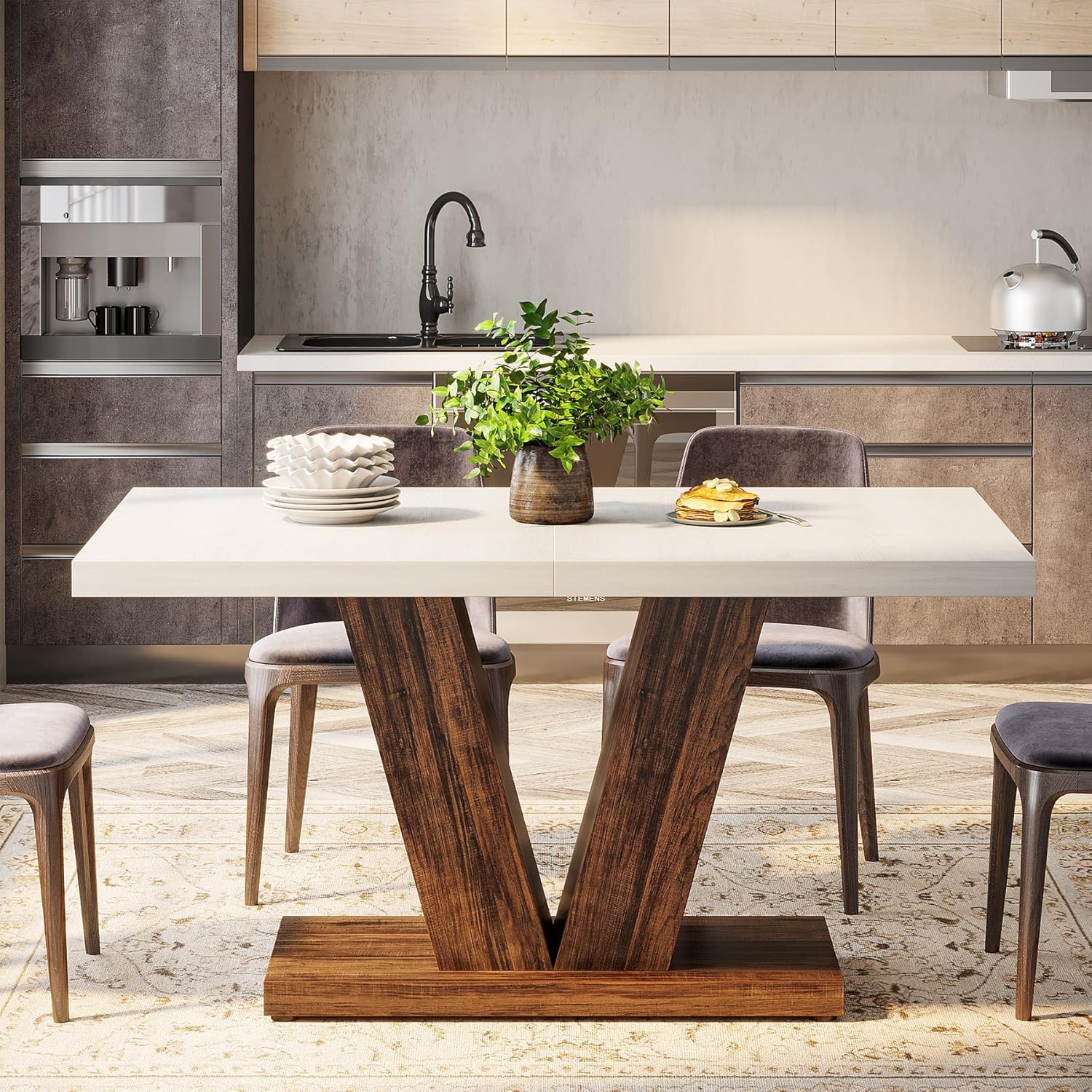 Tribesigns Tavolo da pranzo per 4 persone, Tavolo da cucina 120 cm Con base pesante