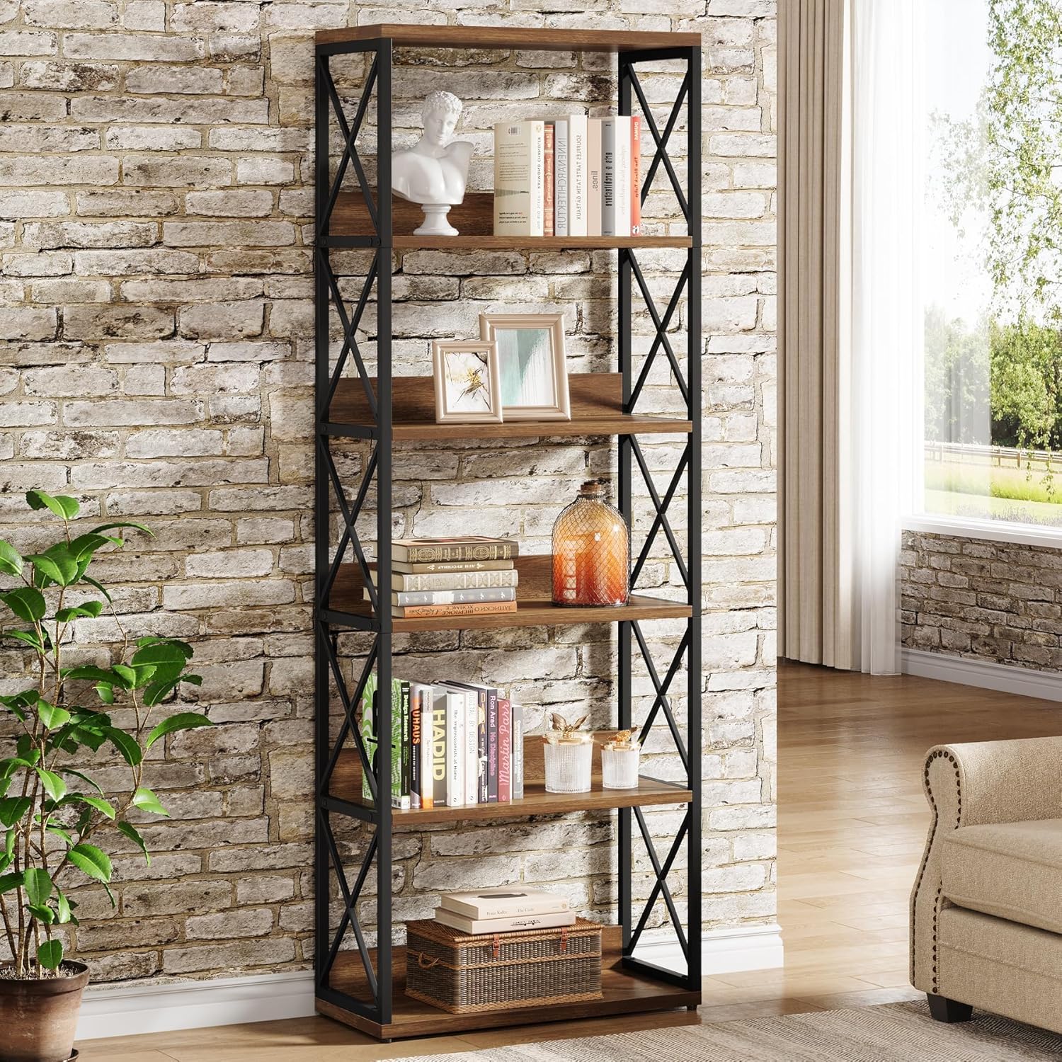 Tribesigns 178 cm Libreria, 6 piani scaffali con ripiani aperti