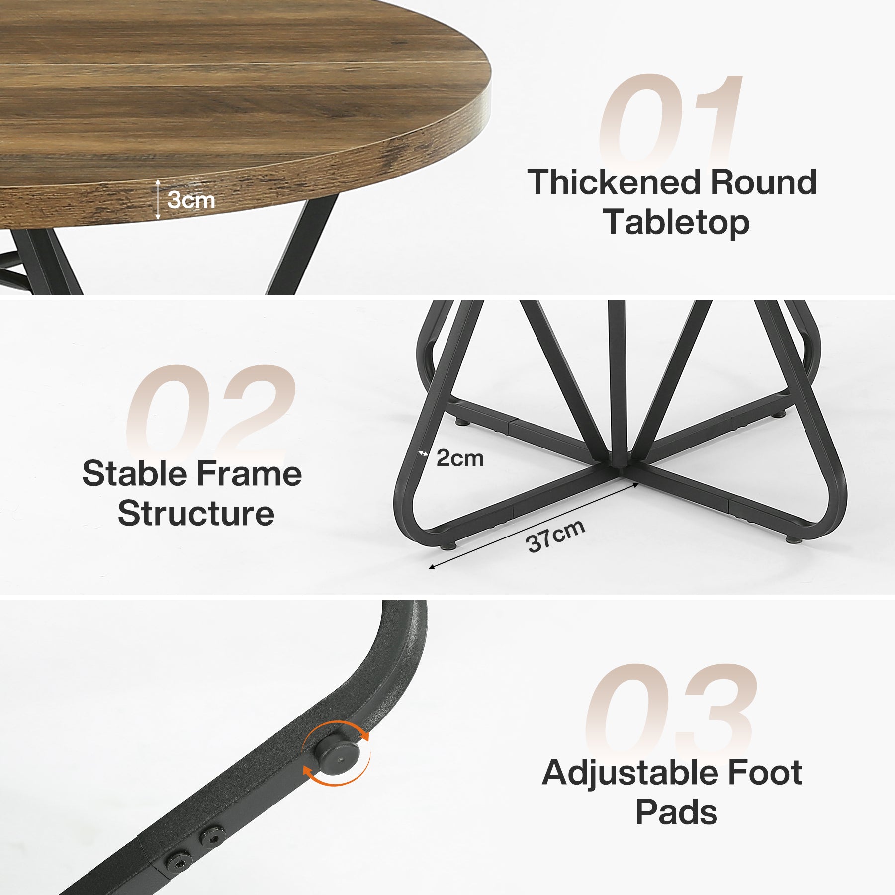 Tribesigns Tavolo da pranzo rotondo, tavolino da cucina da 80 cm per 2-4 persone