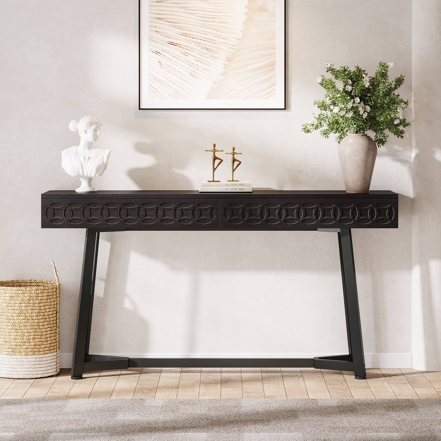Tribesigns 140 cm Tavolo consolle, tavolo da ingresso con 2 cassetti