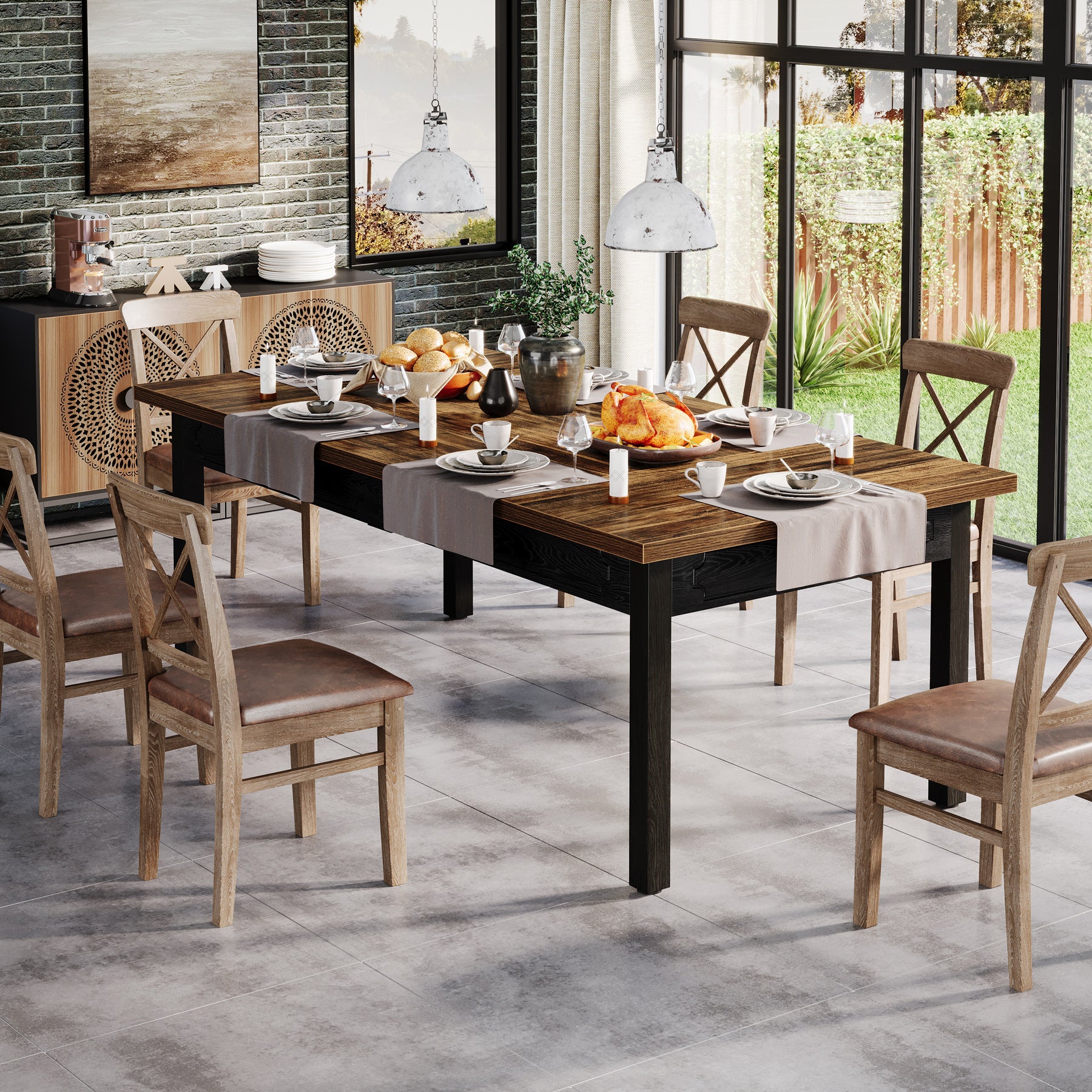 Tribesigns Tavolo da pranzo, tavolo da cucina da 160 cm per 4-6 persone