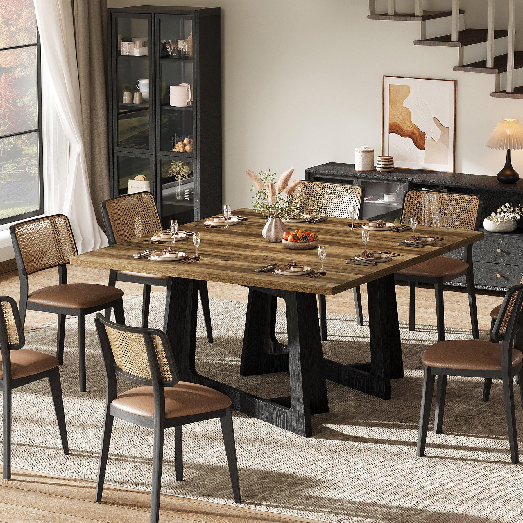 Tribesigns Tavolo da pranzo 120 x 79 cm per 2-4 persone, tavolo da cucina rustico con base robusta ideale per piccoli spazi