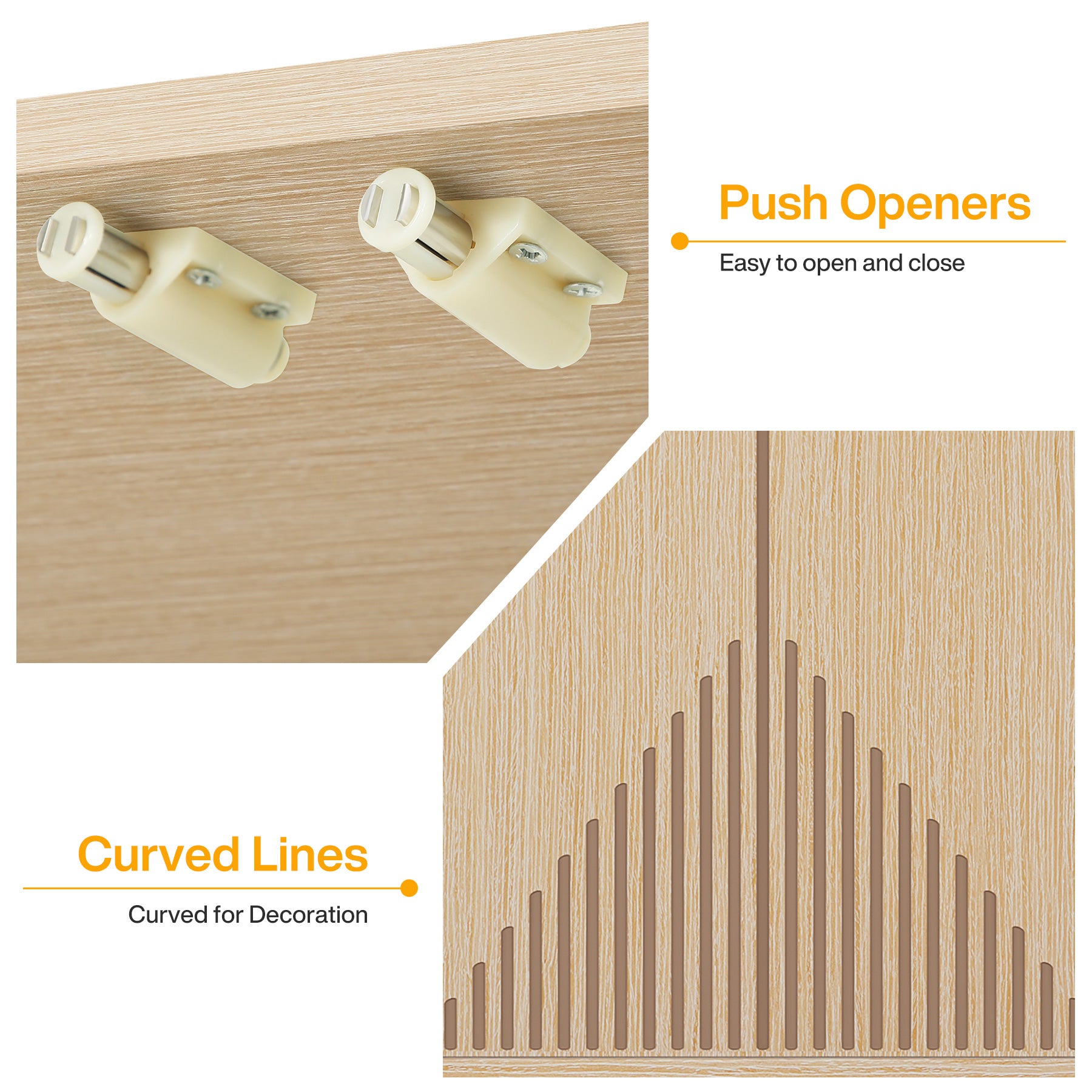 Tribesigns Credenza in legno, mobiletto portaoggetti da cucina con ante e piano in legno