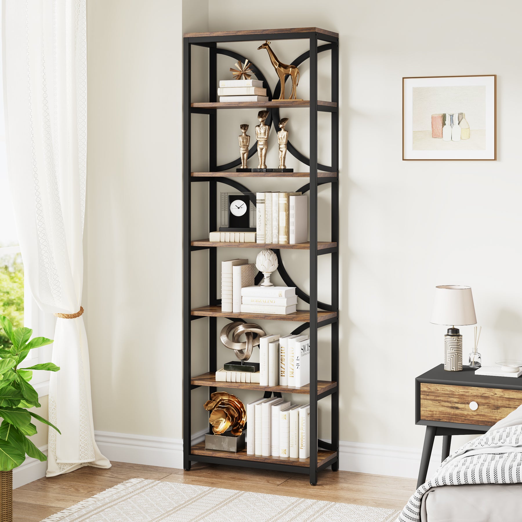 Tribesigns 200 cm Libreria, scaffale indipendente a 6 ripiani con ripiani aperti