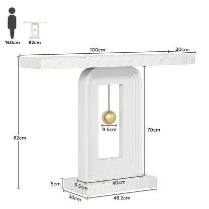 Tribesigns 100 cm Consolle, Tavolo d'ingresso moderno con decorazioni dorate