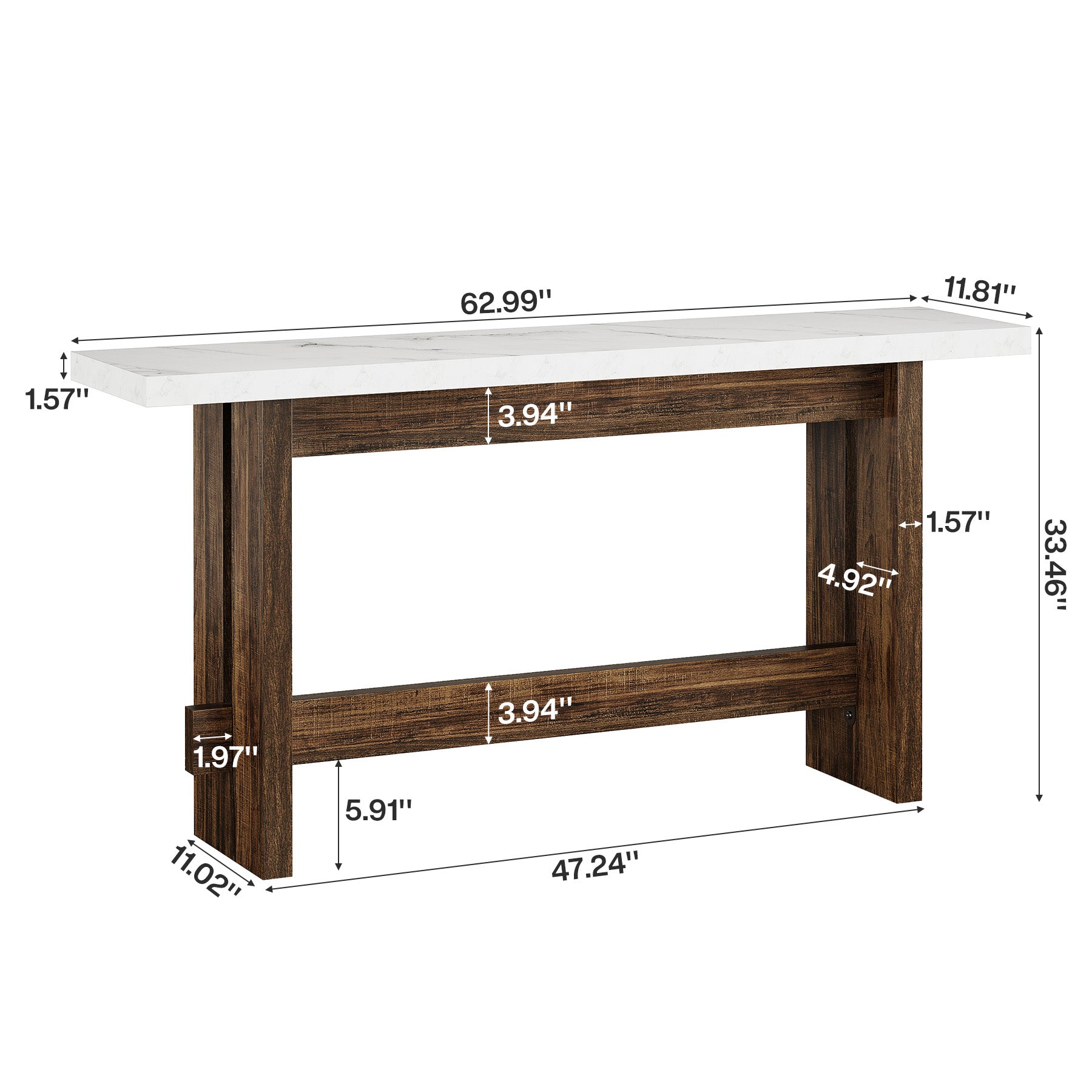 Tribesigns 160cm Tavolo Consolle, Tavolo da ingresso Stile Fattoria con Piano Finto Marmo