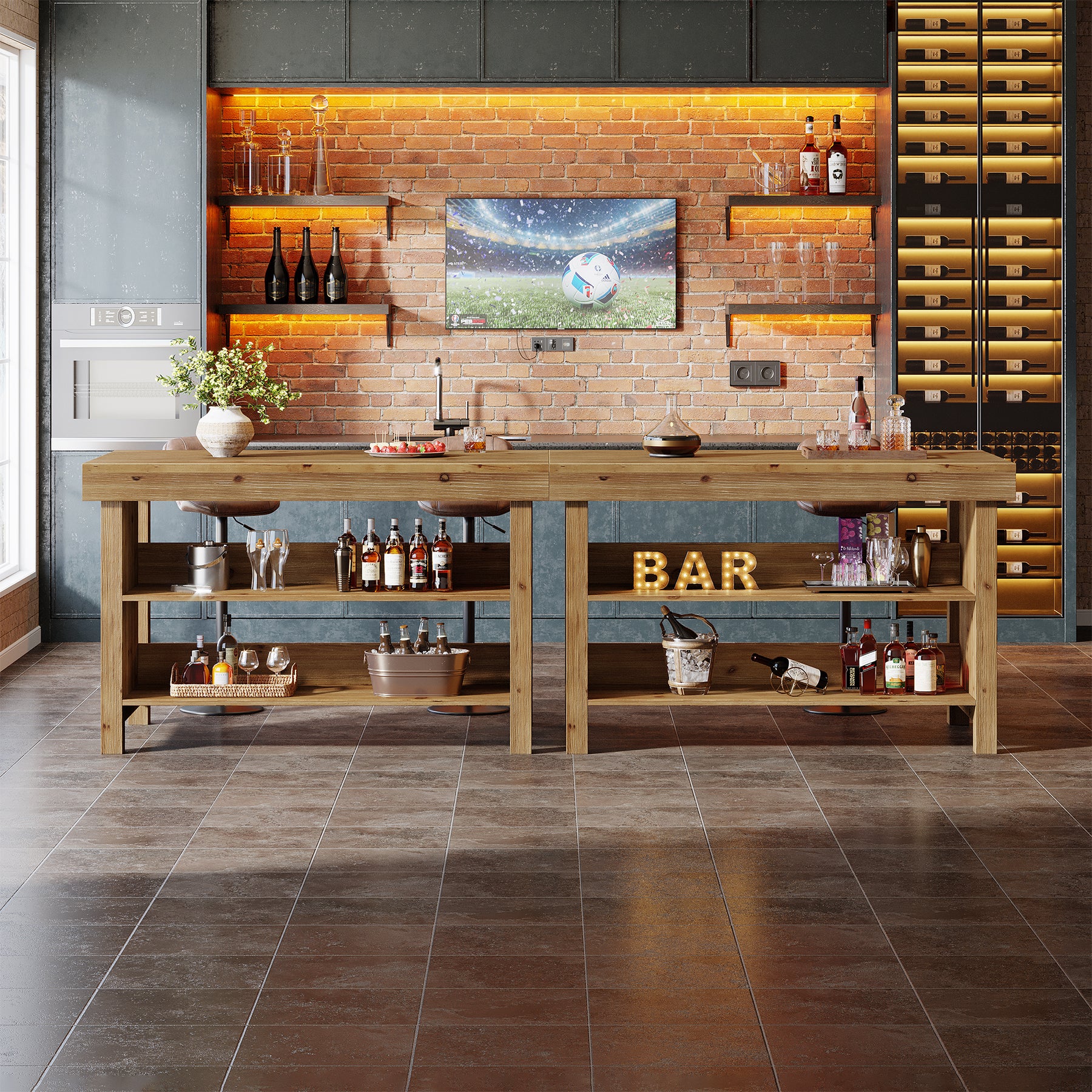 Tribesigns Tavolo da bar da 140 cm, tavolo da pranzo rettangolare a 3 livelli
