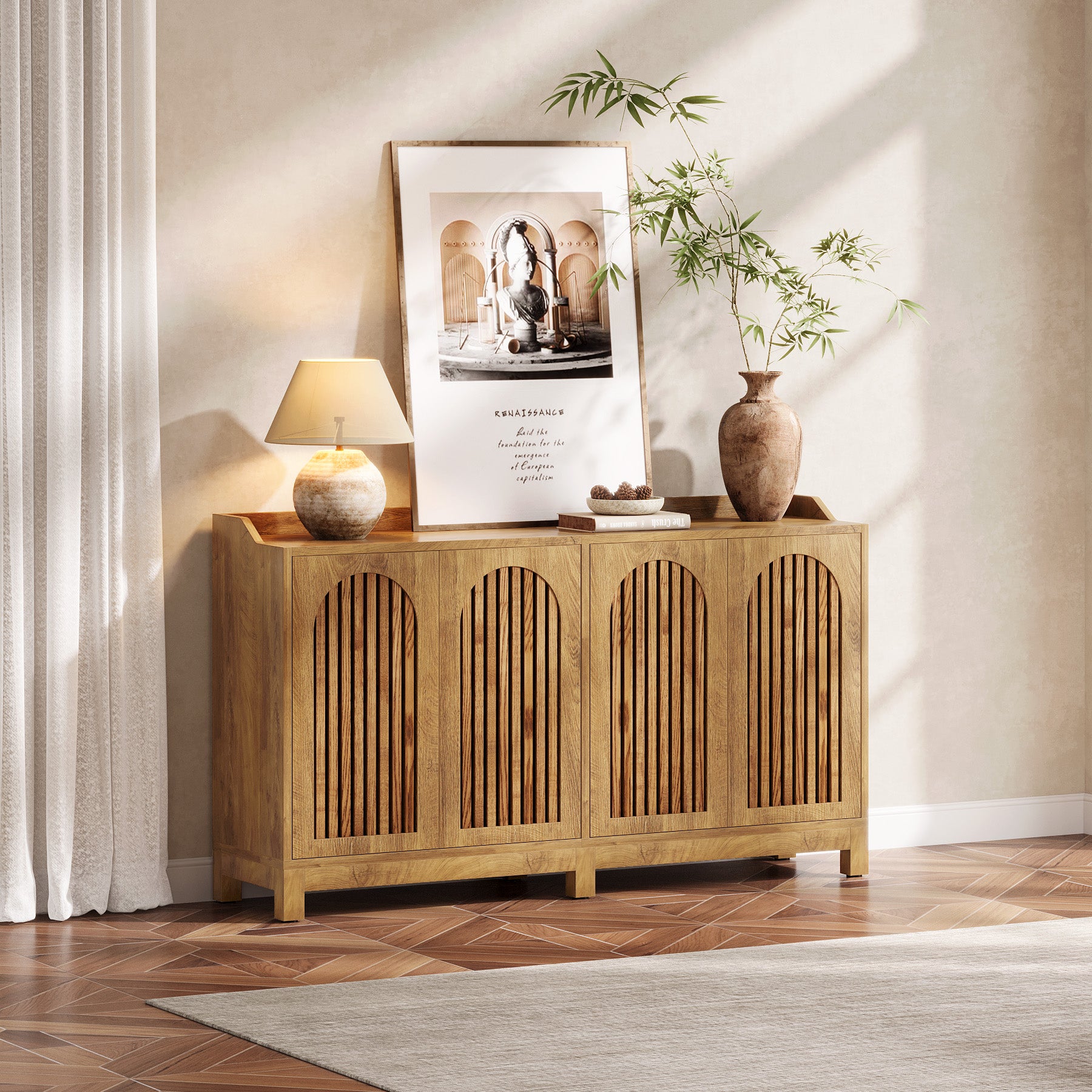 Credenza con Ante e Ripiani Regolabili, 145 cm, per Soggiorno e Sala da Pranzo
