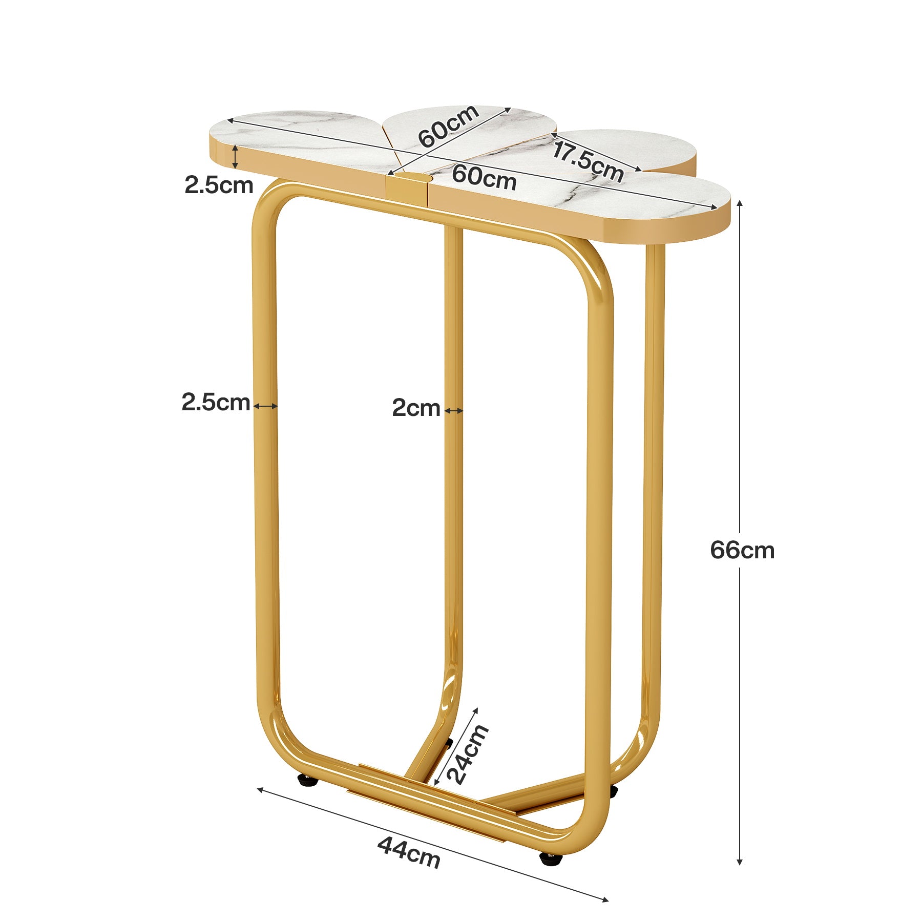 Tribesigns Tavolino laterale in stile Half Flower, comodino in effetto marmo con cornice dorata
