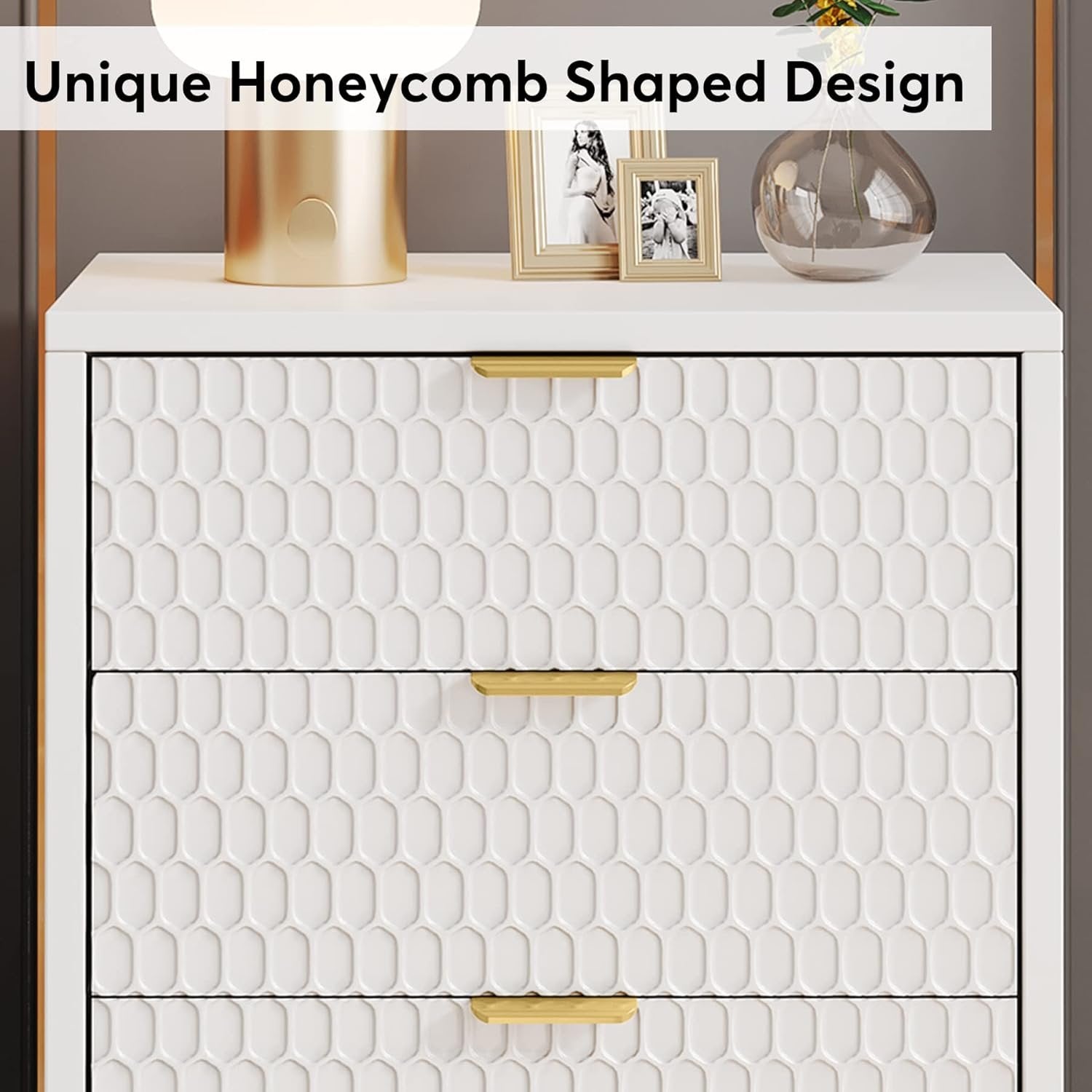 Tribesigns Comodino Set, 3 cassetti alto comodino con stoccaggio Moderno elegante tavolino per camera da letto