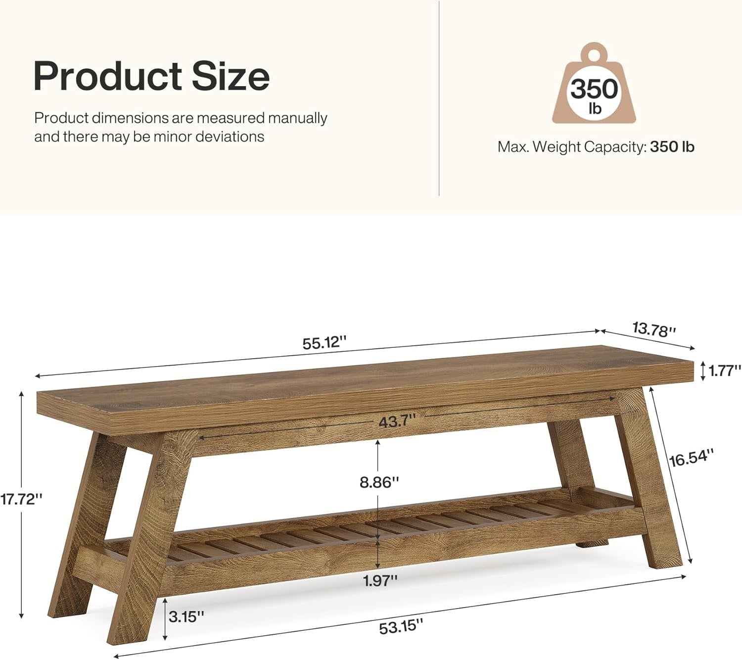 Tribesigns Panchina da ingresso da 140 cm, panca a 2 livelli stretti per corridoio con scarpiera