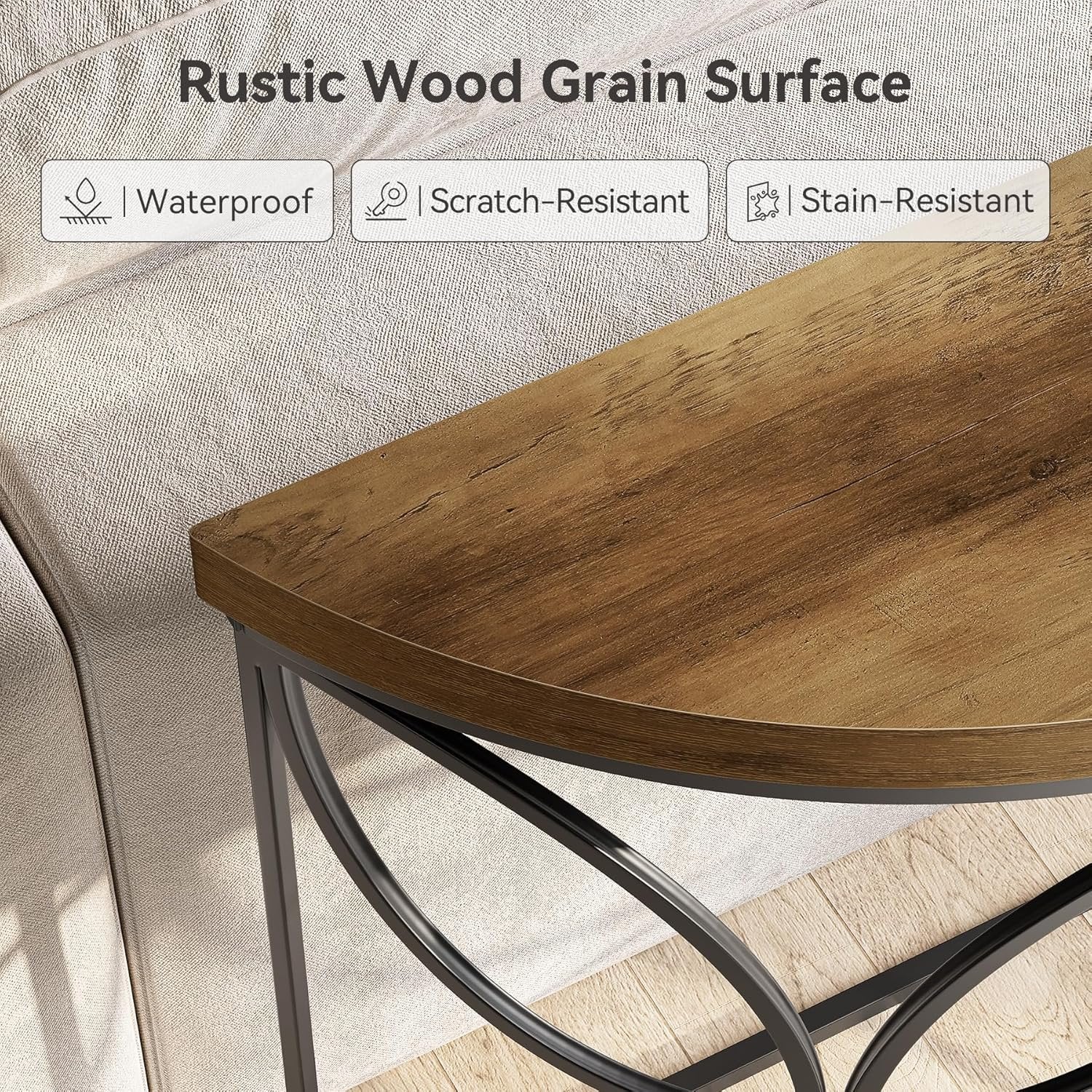 Tribesigns 110 cm Tavolo consolle, tavolino da divano con struttura geometrica