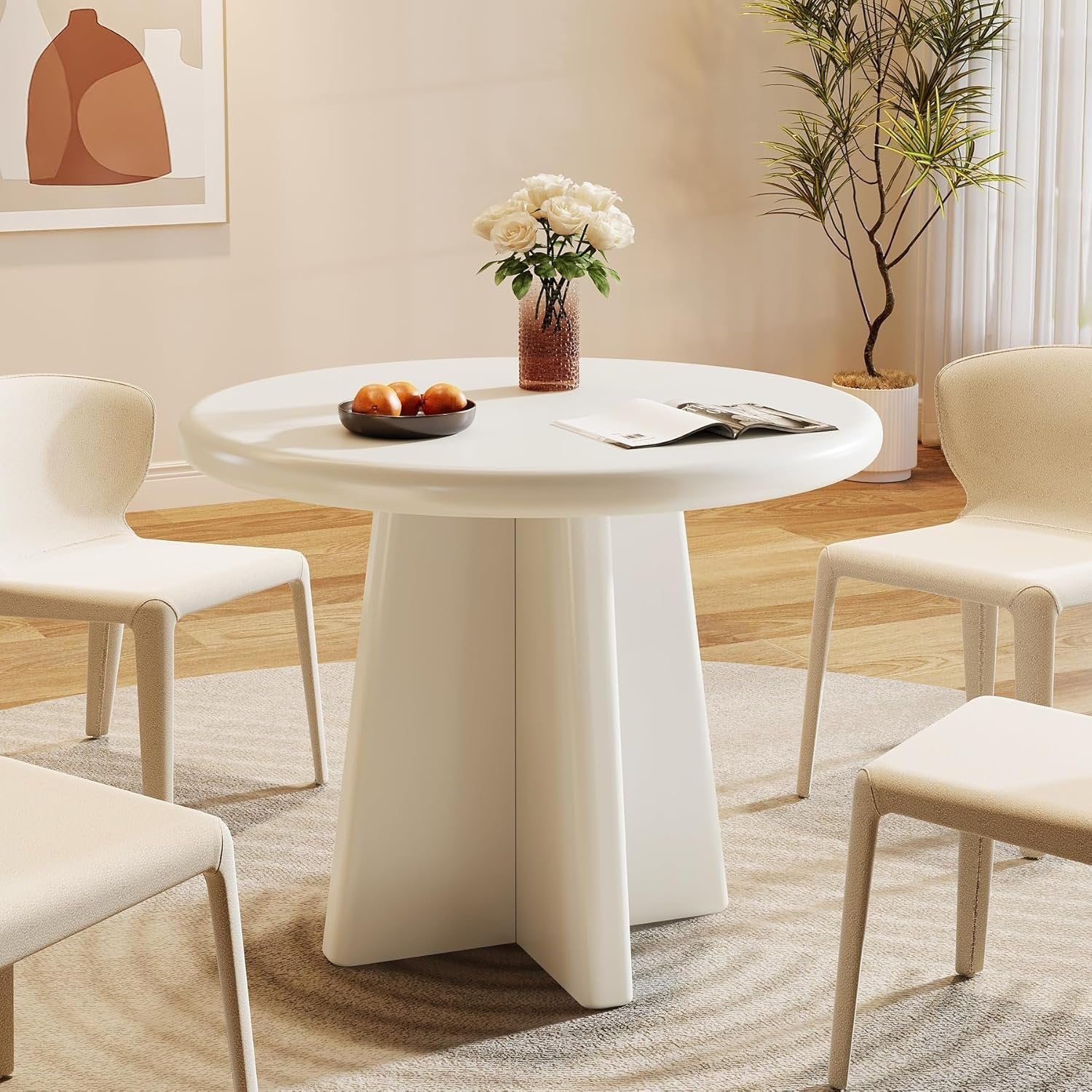 Tribesigns 80 cm Tavolo da pranzo, tavolo da cucina rotondo per 4 persone