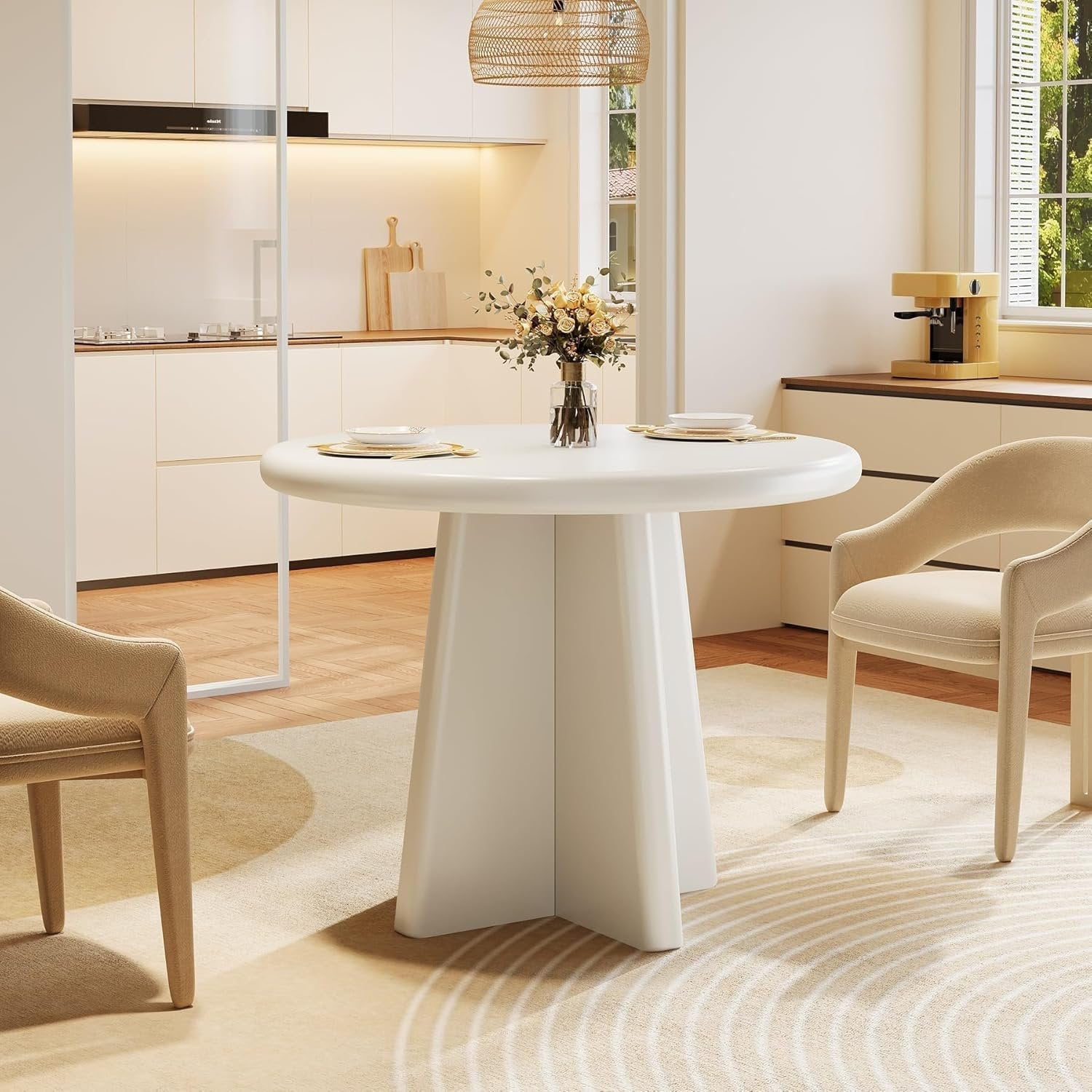 Tribesigns 80 cm Tavolo da pranzo, tavolo da cucina rotondo per 4 persone