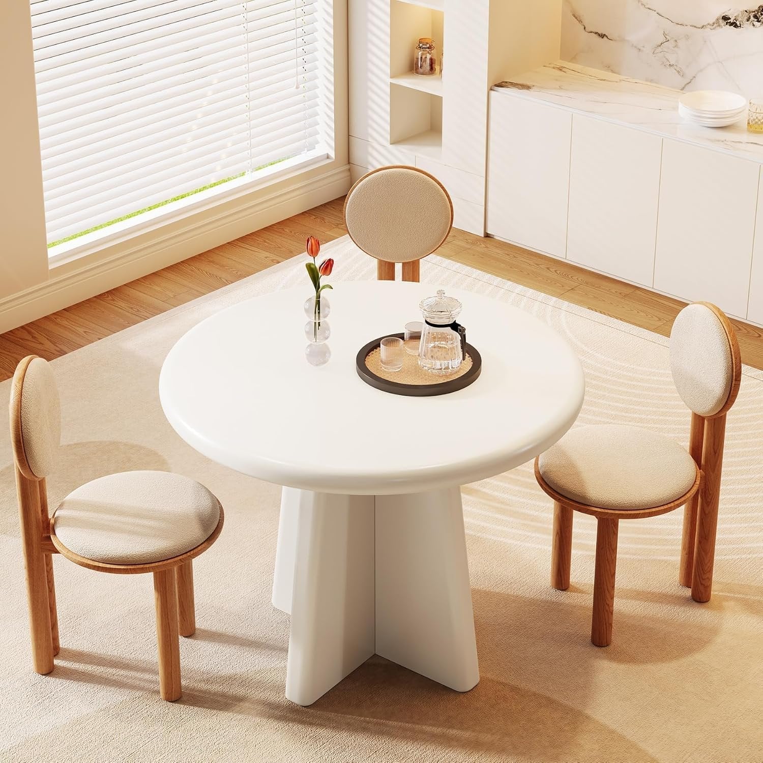 Tribesigns 80 cm Tavolo da pranzo, tavolo da cucina rotondo per 4 persone