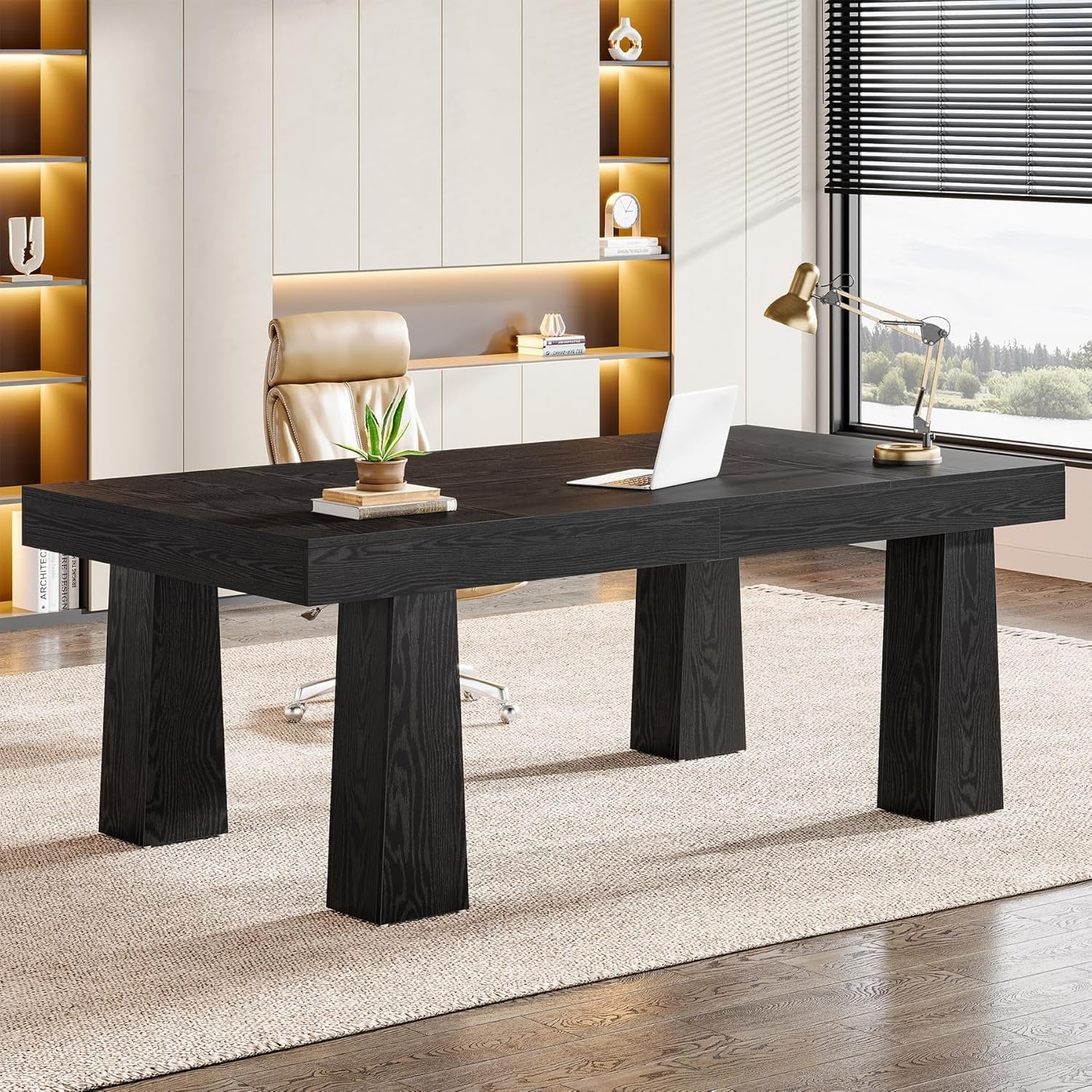 Tribesigns 160 cm Scrivania per Computer, Tavolo Rettangolare con 4 Gambe Rastremate