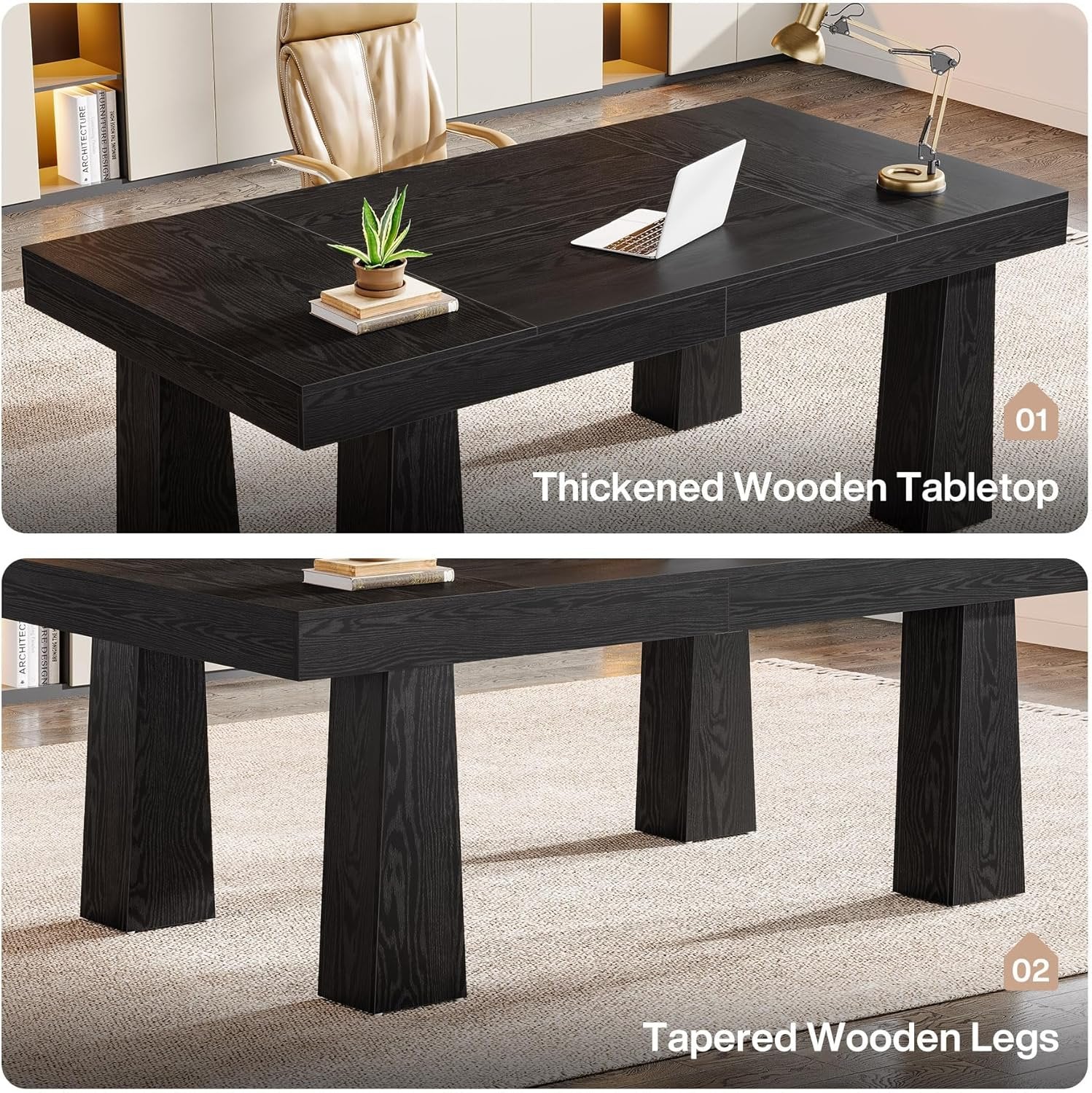 Tribesigns 160 cm Scrivania per Computer, Tavolo Rettangolare con 4 Gambe Rastremate