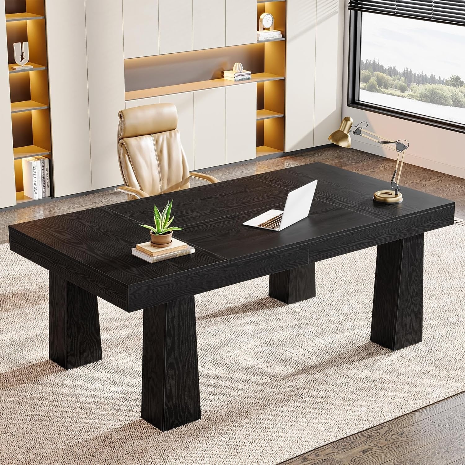 Tribesigns 160 cm Scrivania per Computer, Tavolo Rettangolare con 4 Gambe Rastremate