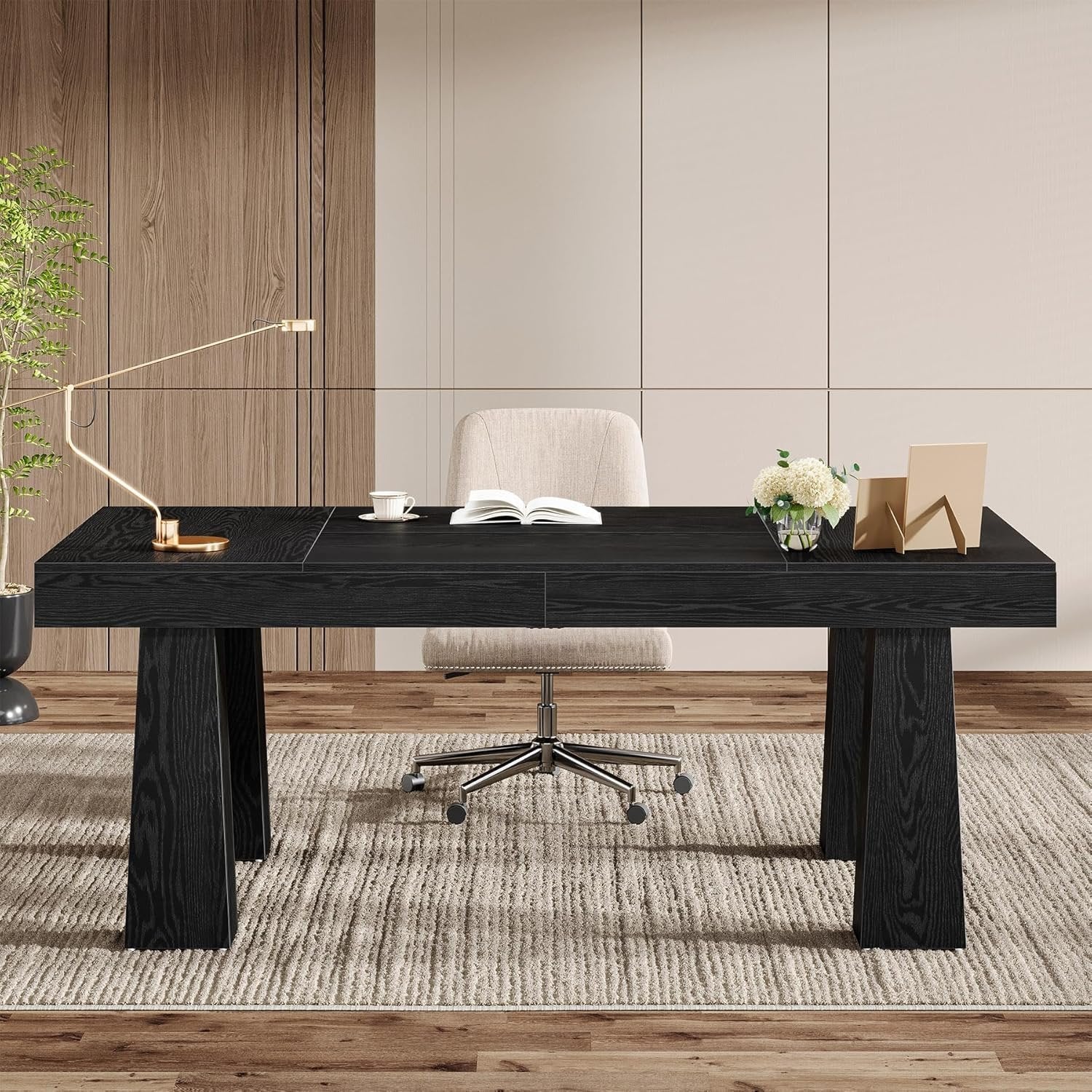 Tribesigns 160 cm Scrivania per Computer, Tavolo Rettangolare con 4 Gambe Rastremate