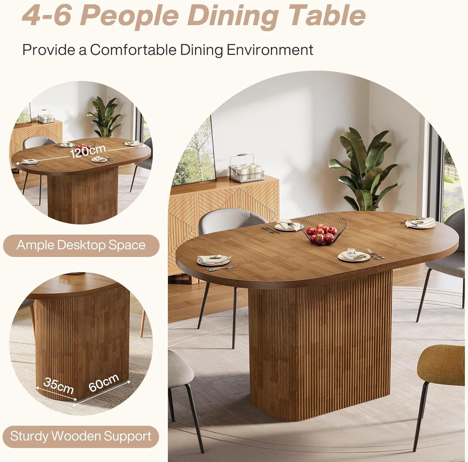Tribesigns 80 cm Tavolo da pranzo, piccolo tavolo da cucina rotondo per 2-4 persone
