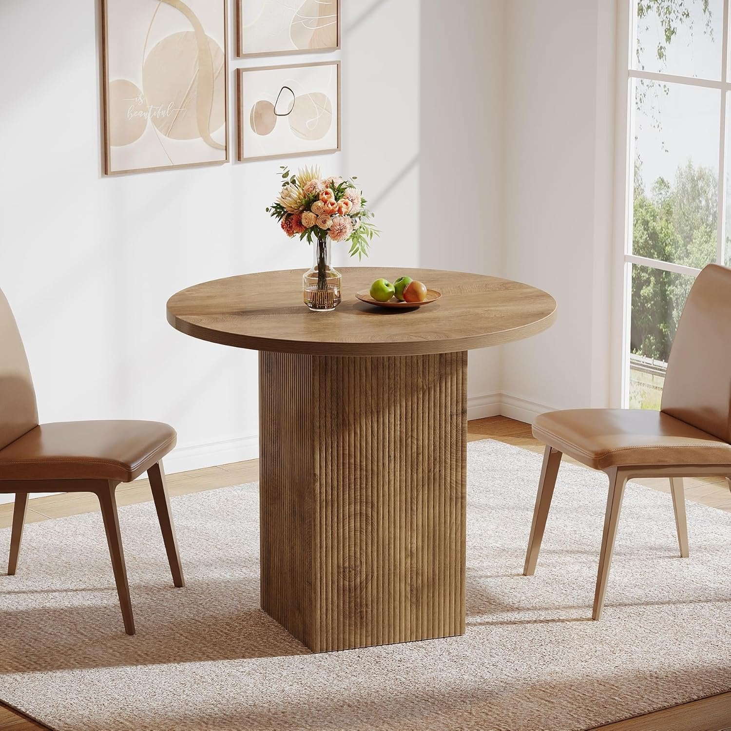 Tribesigns 80 cm Tavolo da pranzo, tavolo da cucina rotondo piccolo per 2 persone