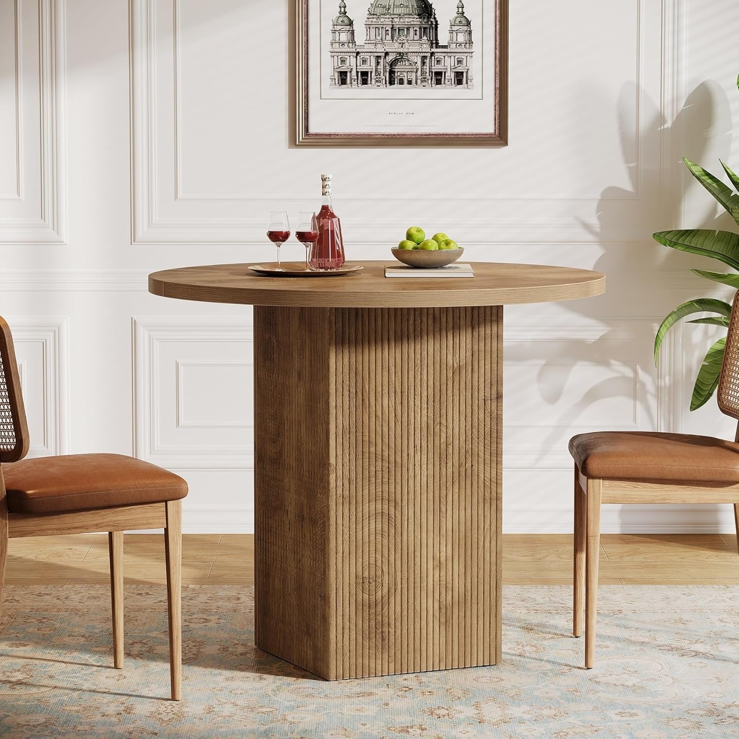 Tribesigns 80 cm Tavolo da pranzo, tavolo da cucina rotondo piccolo per 2 persone