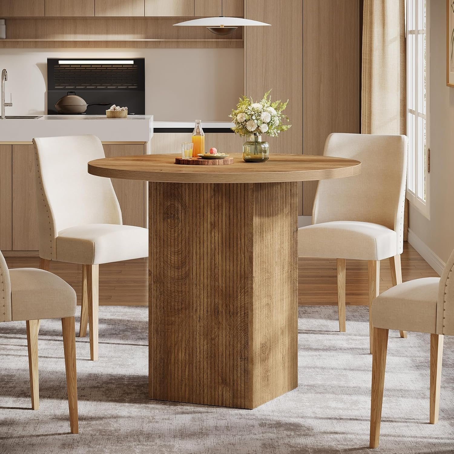 Tribesigns 80 cm Tavolo da pranzo, tavolo da cucina rotondo piccolo per 2 persone