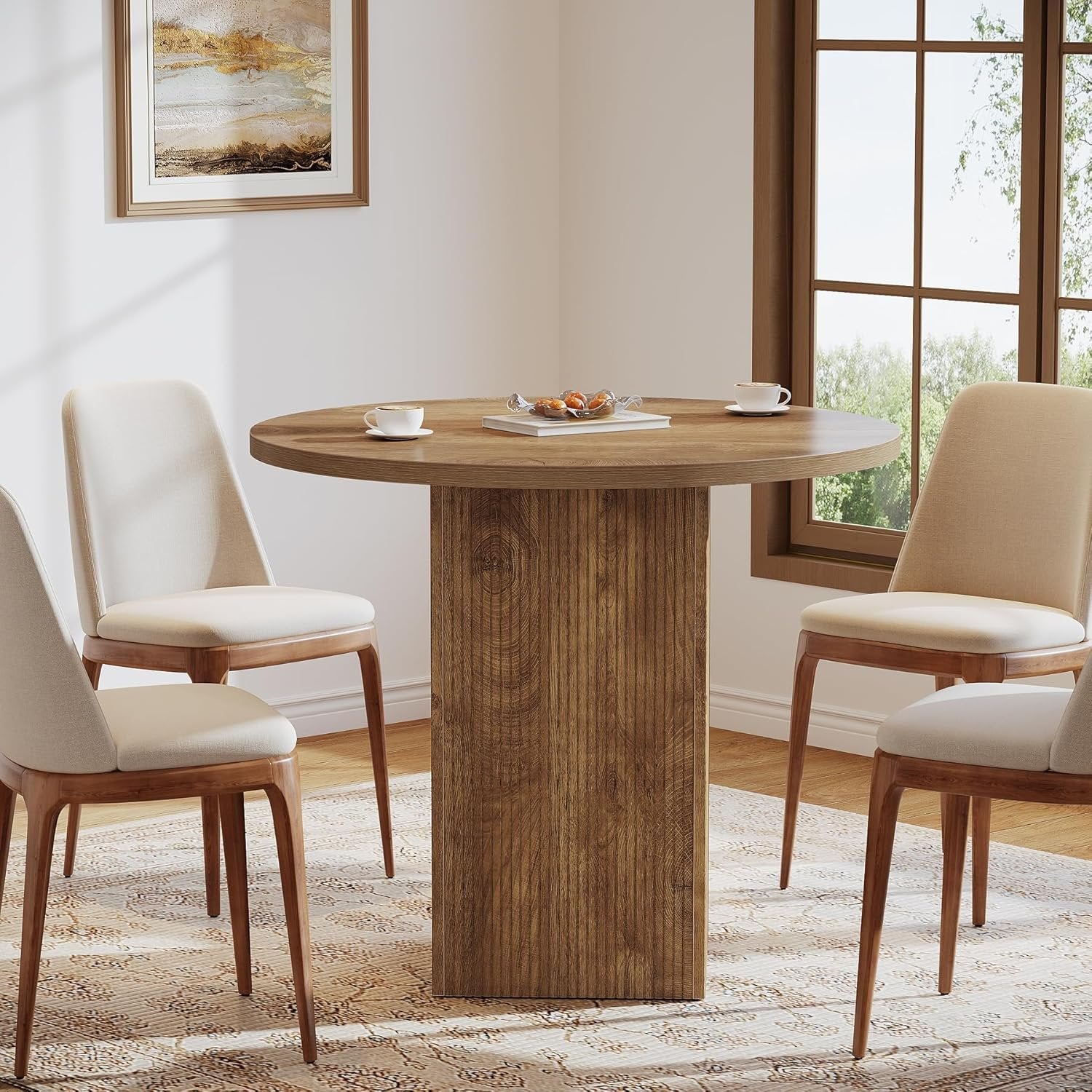 Tribesigns 80 cm Tavolo da pranzo, tavolo da cucina rotondo piccolo per 2 persone