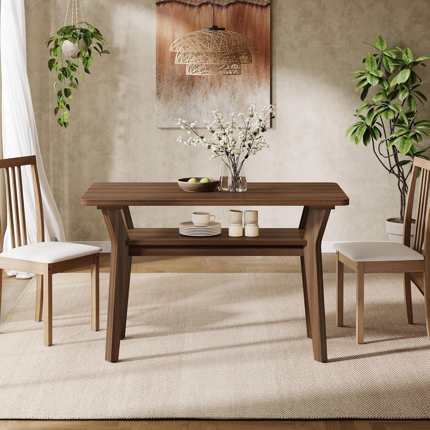 Tribesigns Tavolo da Pranzo, 120 cm Tavolo da Cucina per 4 Persone con 2 Ripiani
