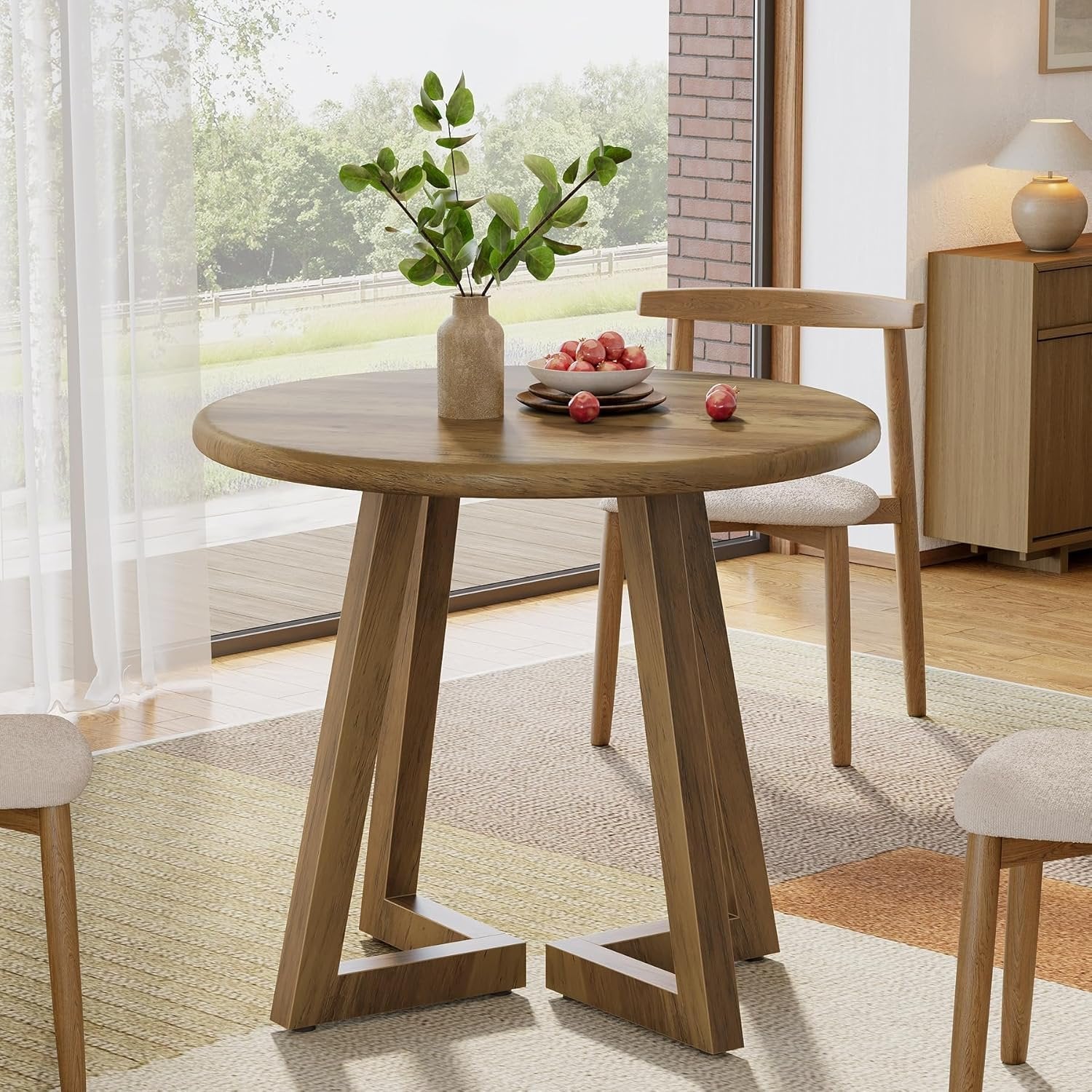 Tribesigns 80 cm Tavolo da pranzo, tavolo da cucina rotondo per 2-4 persone