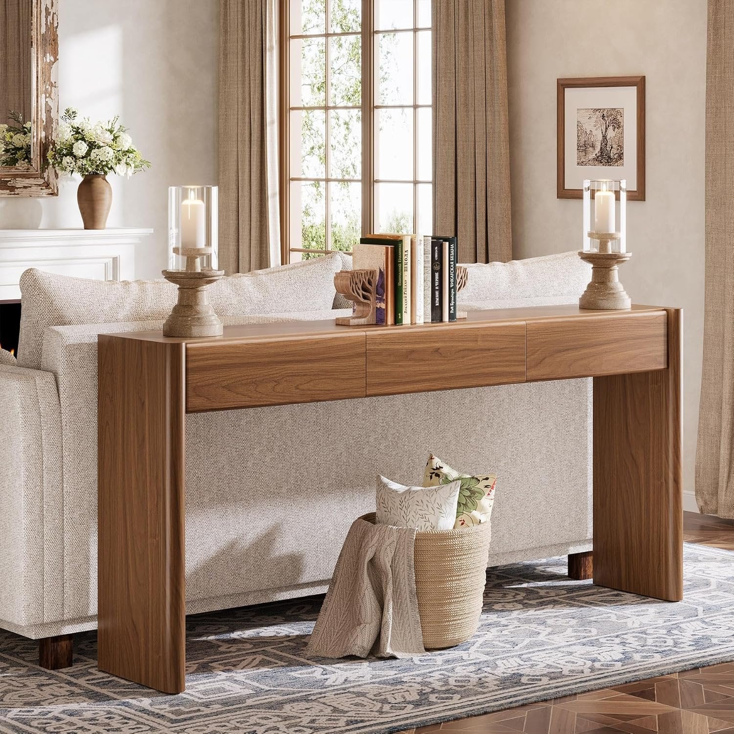 Tribesigns Tavolo Consolle, 180 cm Consolle con 3 Cassetti per Soggiorno