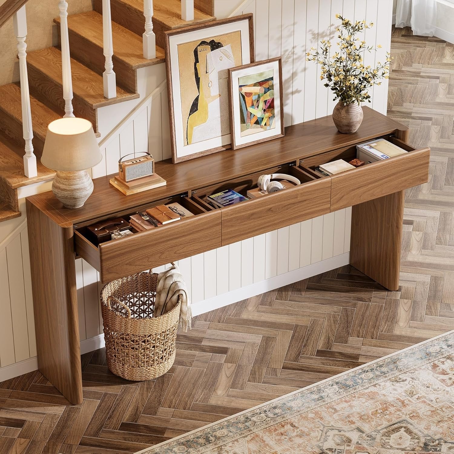 Tribesigns Tavolo Consolle, 180 cm Consolle con 3 Cassetti per Soggiorno