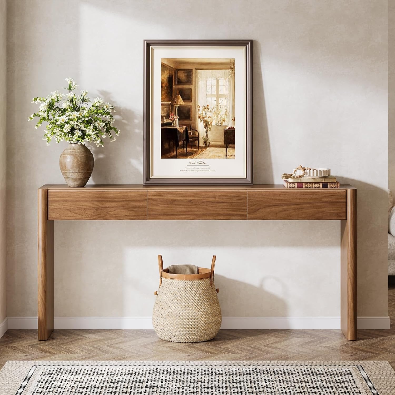 Tribesigns Tavolo Consolle, 180 cm Consolle con 3 Cassetti per Soggiorno