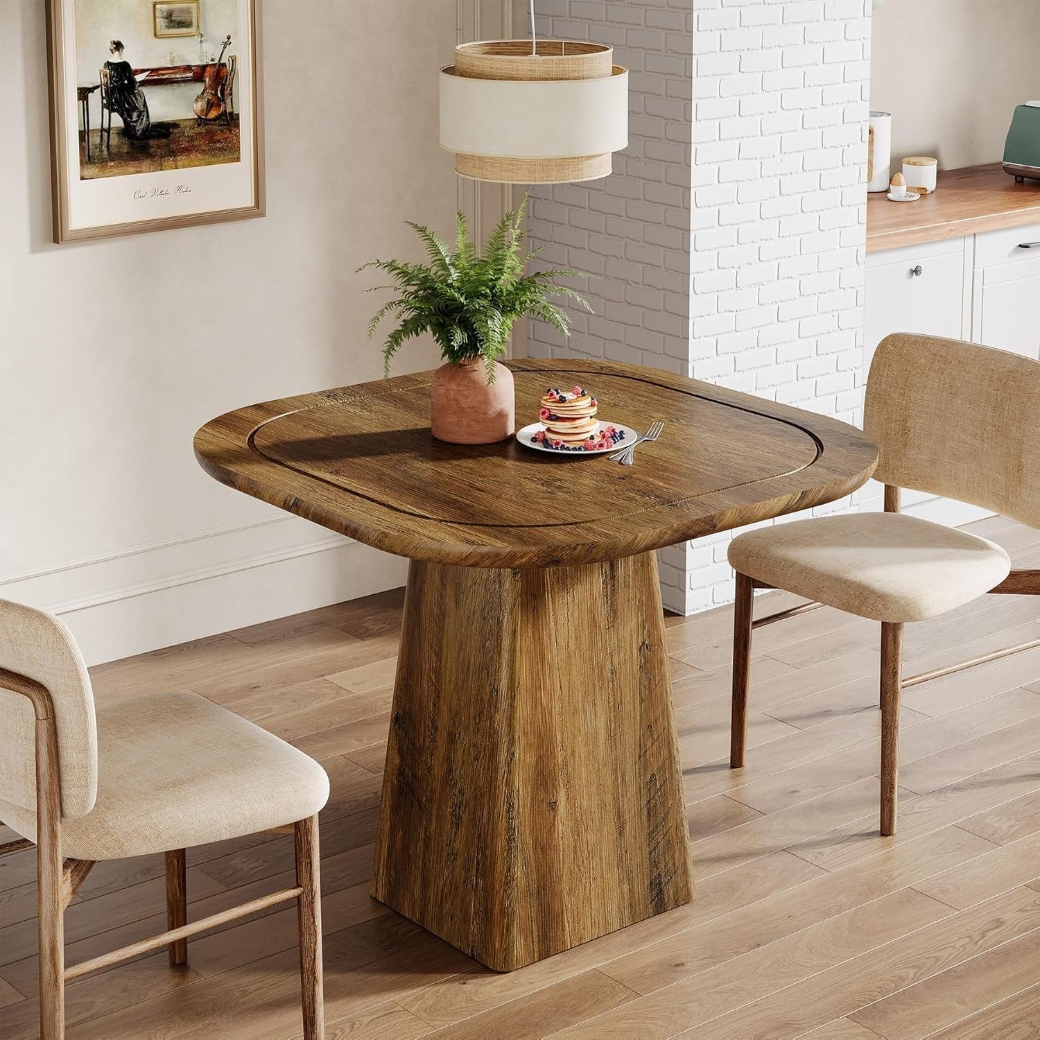 Tribesigns Tavolo da pranzo, 80 cm tavolo da cucina rotondo per 4 persone