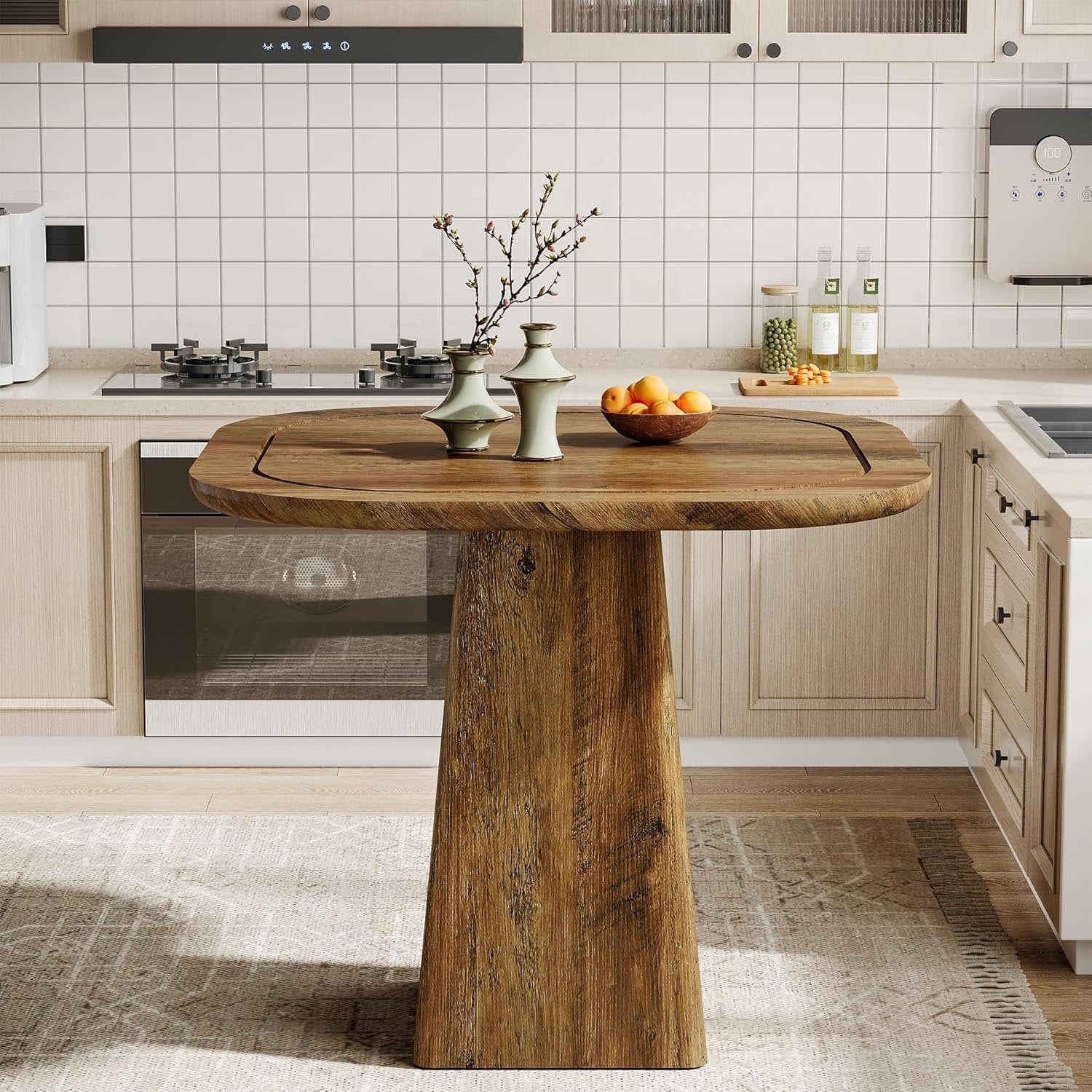 Tribesigns Tavolo da pranzo, 80 cm tavolo da cucina rotondo per 4 persone
