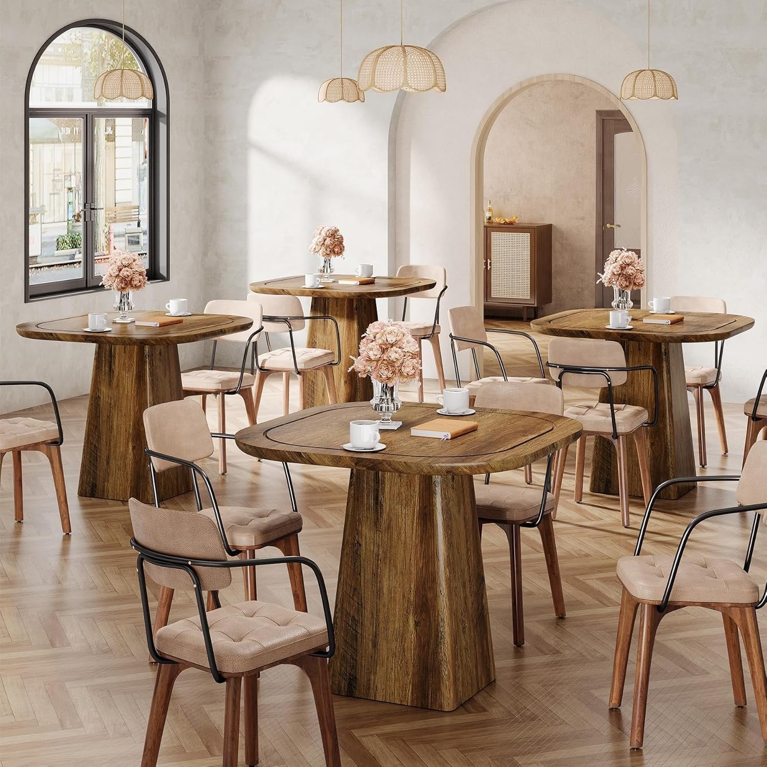 Tribesigns Tavolo da pranzo, 80 cm tavolo da cucina rotondo per 4 persone