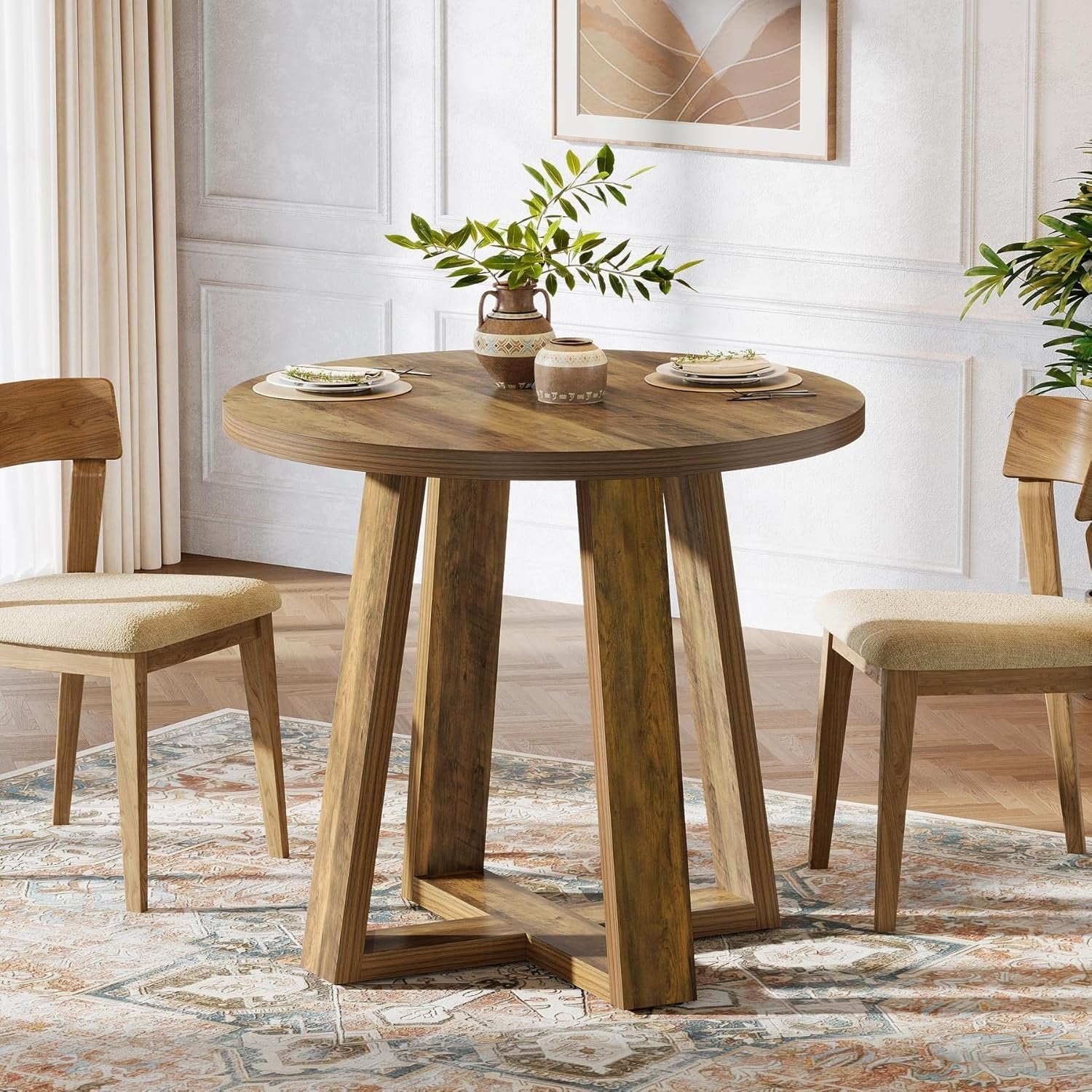 Tribesigns 80 cm Tavolo da Pranzo, Tavolo Cucina Rotondo Piccolo per 2-4 Persone