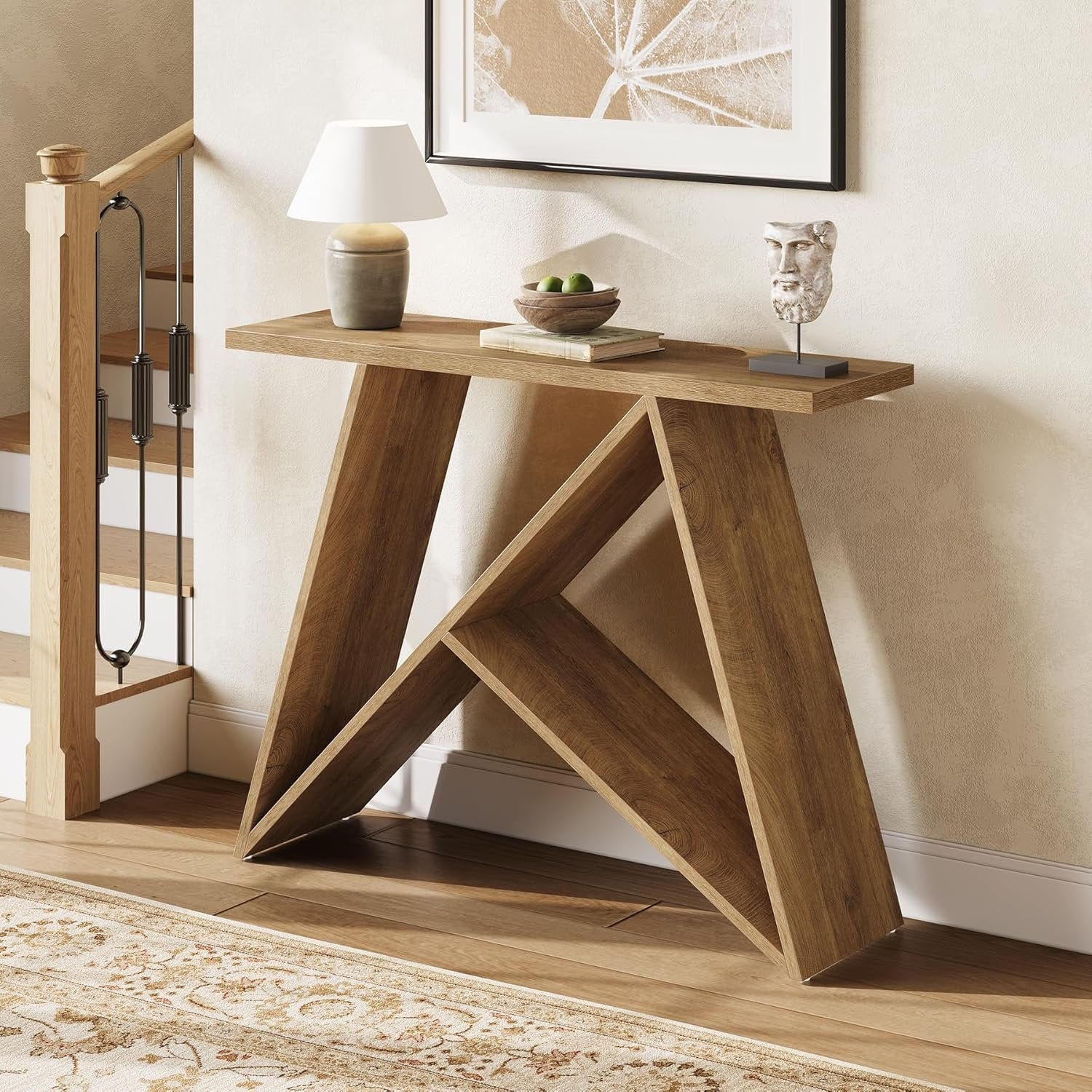 Tribesigns 105 cm Tavolo consolle, Tavolino da ingresso in stile rustico
