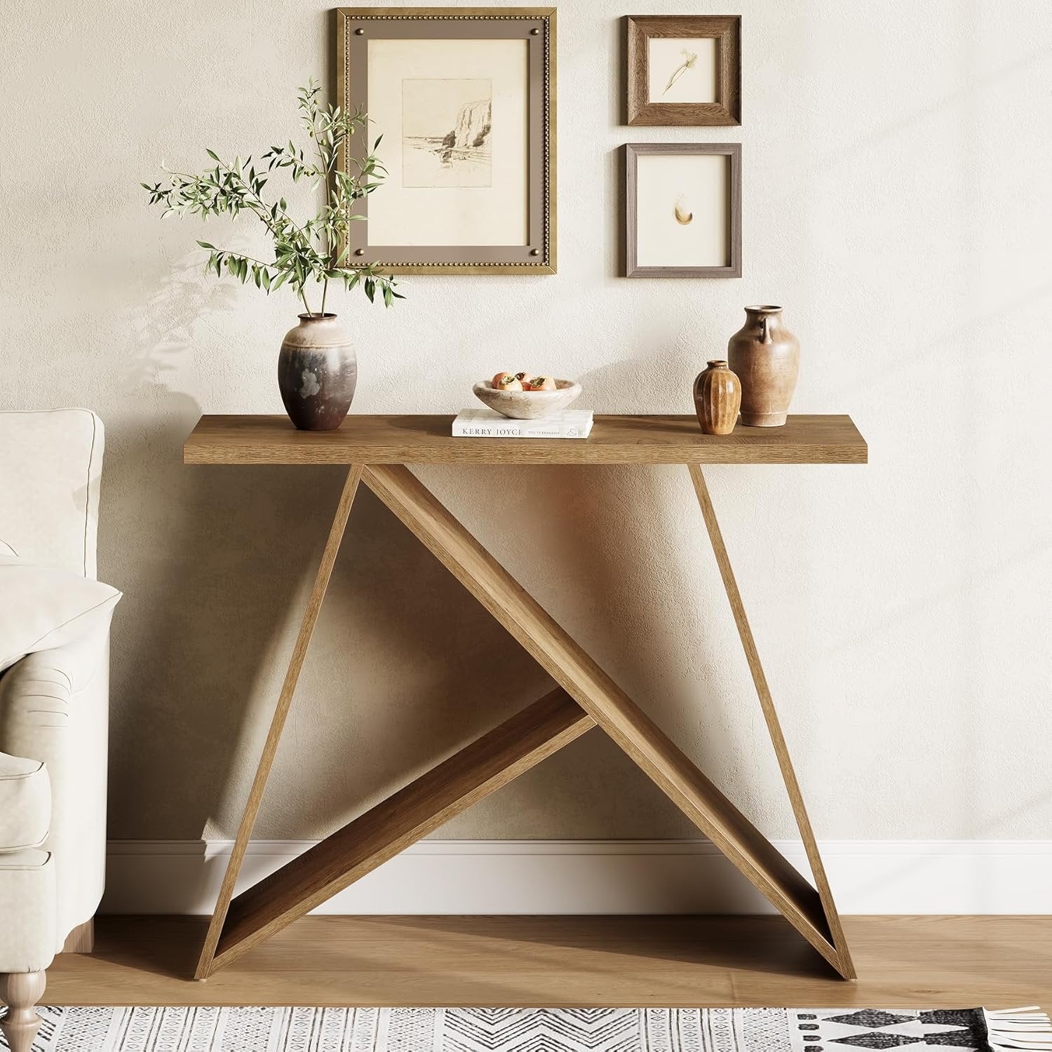 Tribesigns 105 cm Tavolo consolle, Tavolino da ingresso in stile rustico