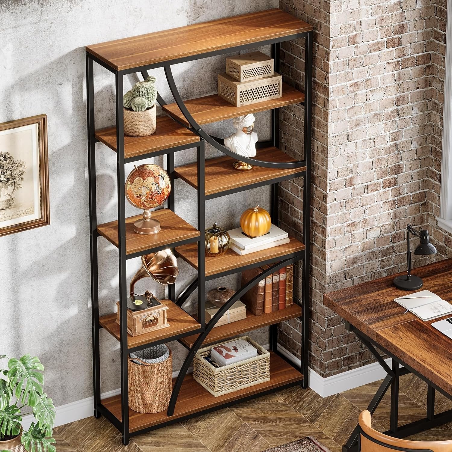 Tribesigns 180 cm Libreria, Scaffale Geometrica a 9 Ripiani con Scaffale Aperto