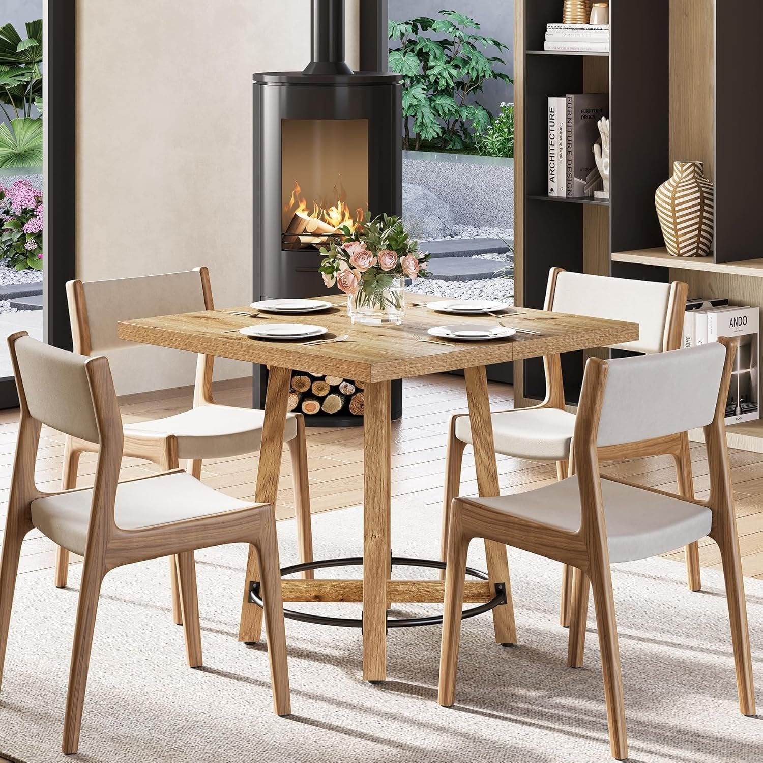 Tribesigns 80 cm tavolo da pranzo, Moderno tavolo quadrato da cucina per 2-4 persone